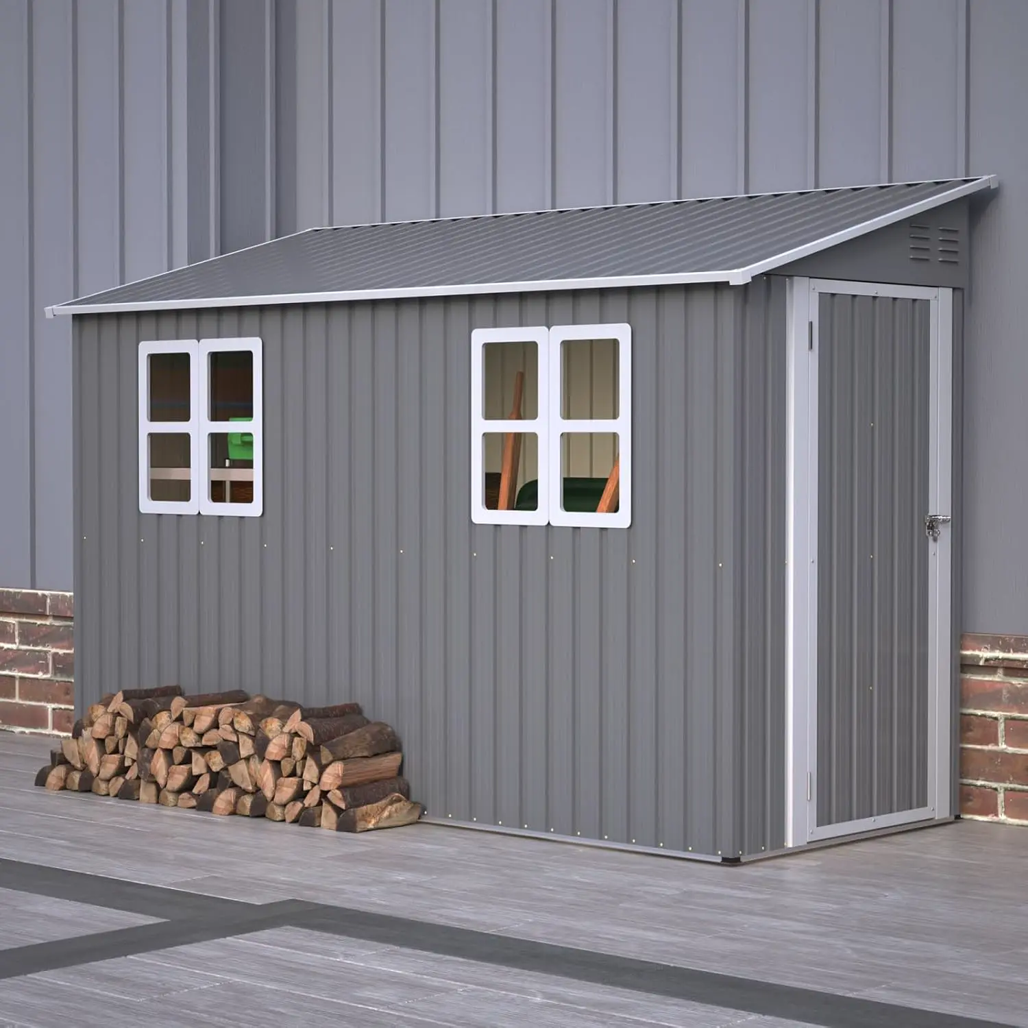 YEHTOKHOME 4x10 FT Abri de Jardin en Métal 291 × 110.8 cm