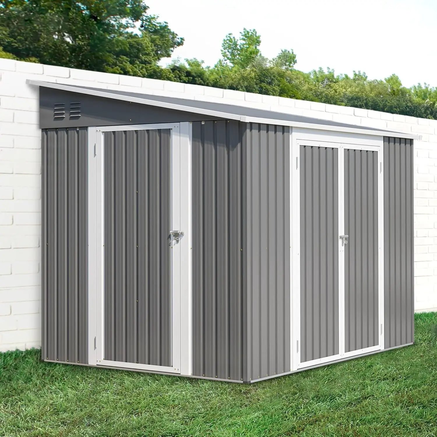 YEHTOKHOME 6x8 FT Abri de Jardin en Métal 262x180 cm