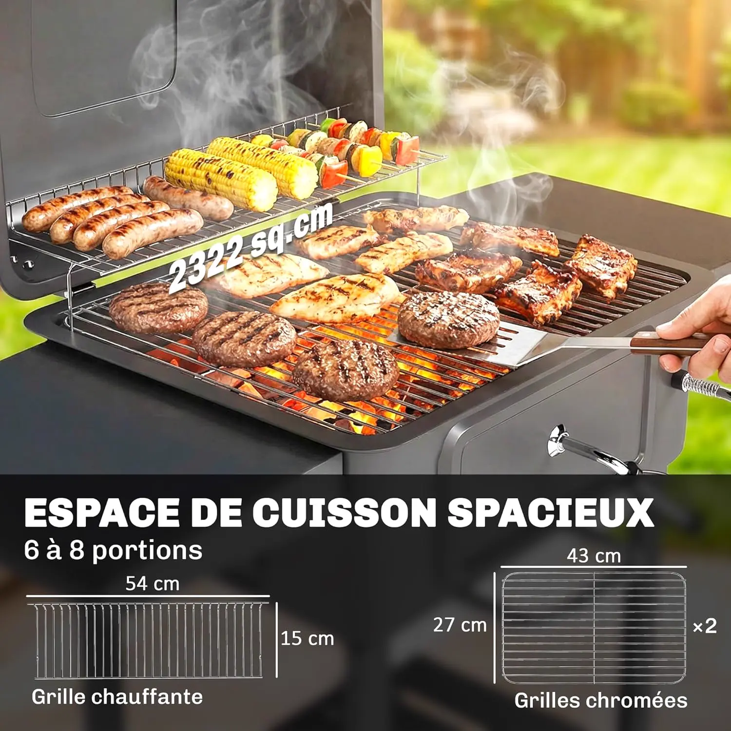 Barbecue à charbon en acier noir 0,23 m² vue 3