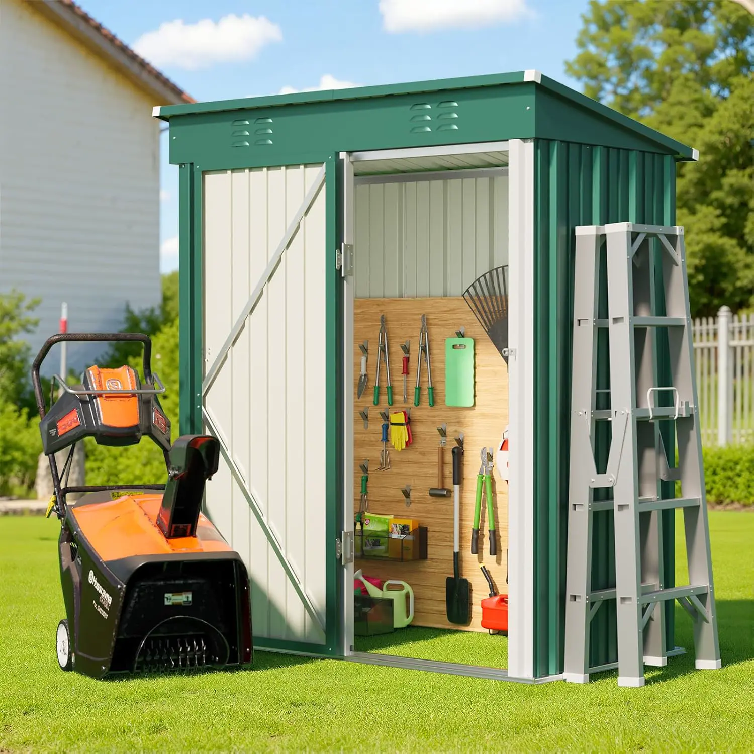 Abri de jardin en métal en acier vert 162 × 95 cm vue 3