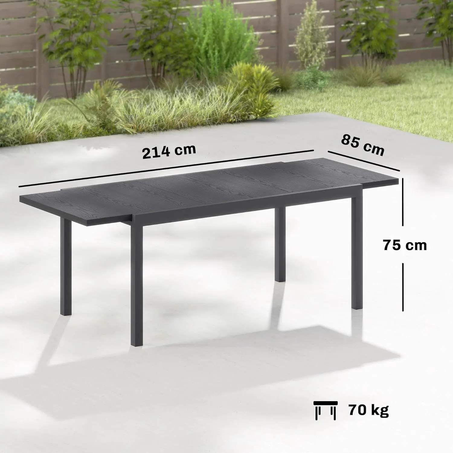 Table de jardin 10 places en acier gris vue 3