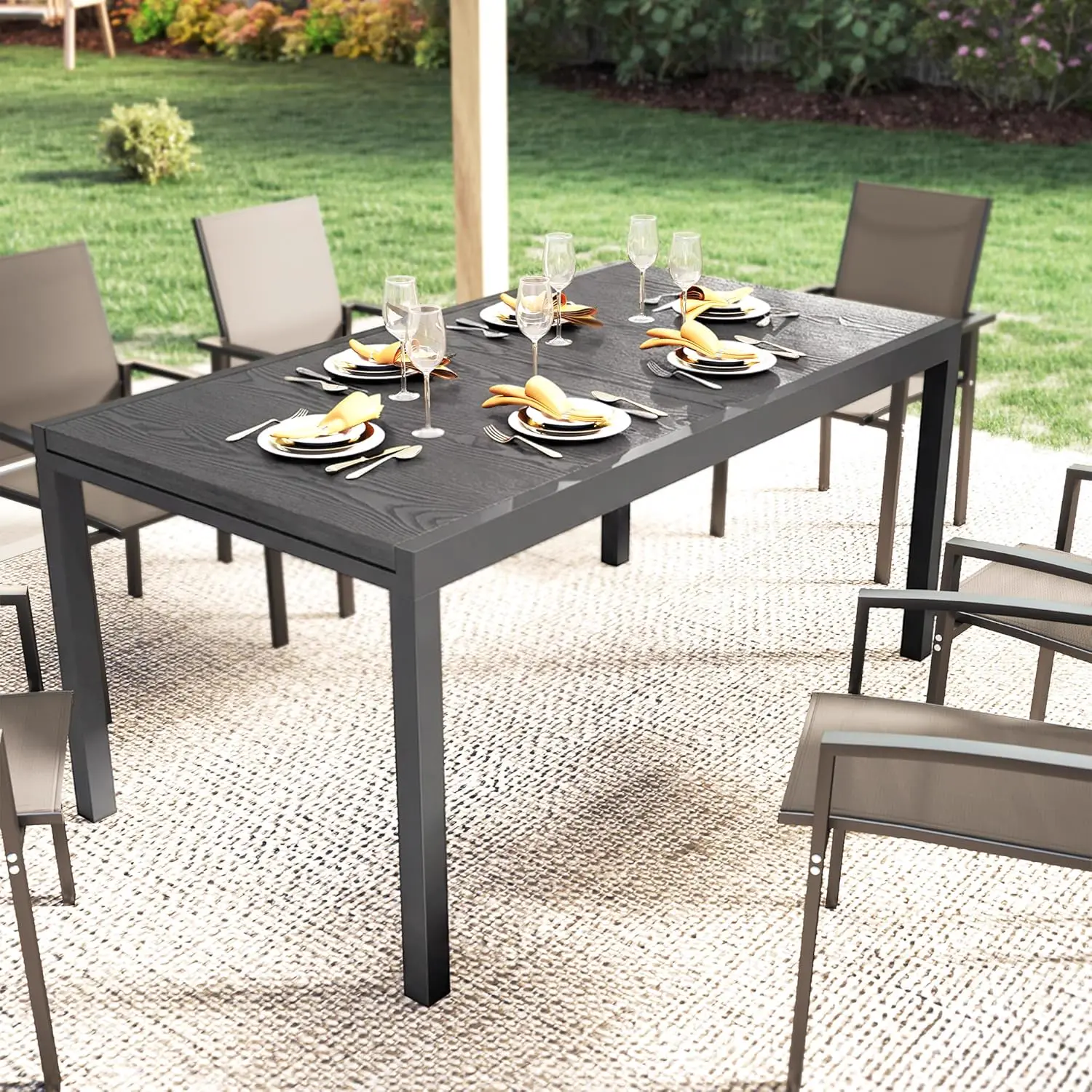 Table de jardin 10 places en acier gris vue 8