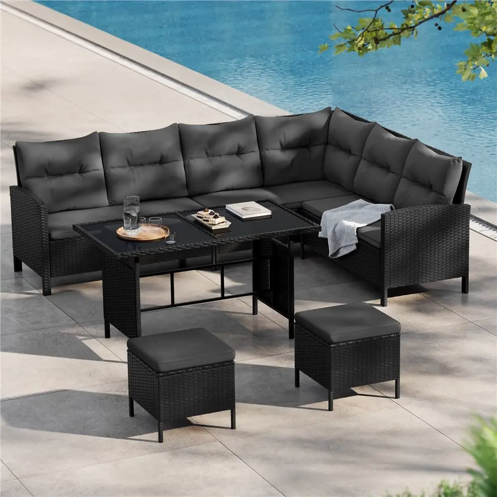 Salon de jardin en rotin vue 2