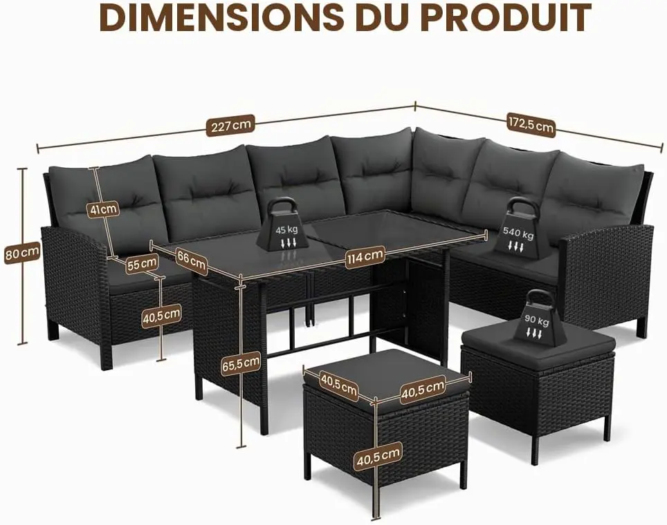 Salon de jardin en rotin vue 3