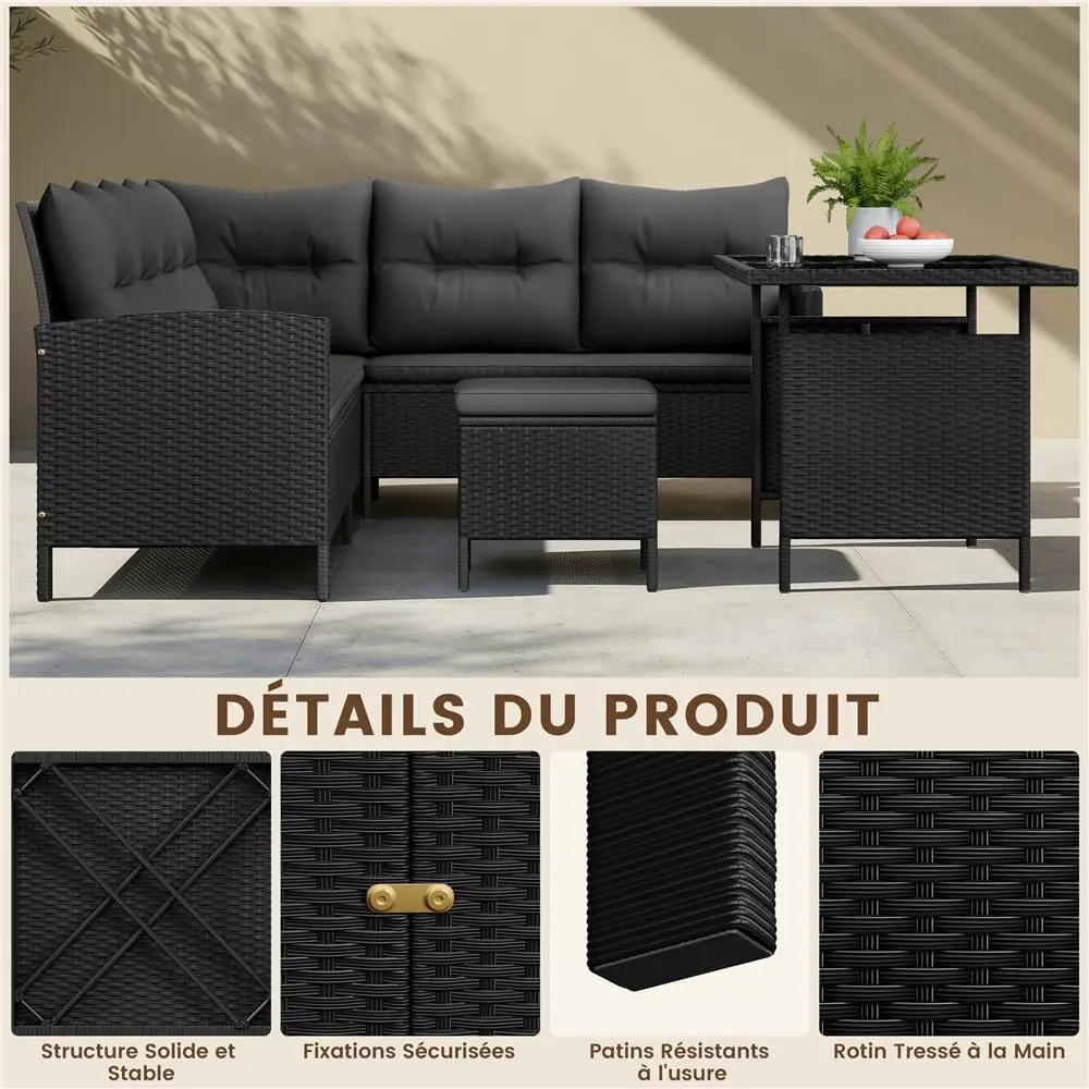 Salon de jardin en rotin vue 5