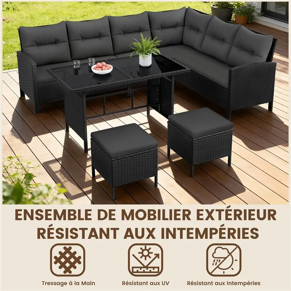 Salon de jardin en rotin vue 6