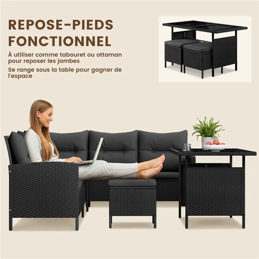 Salon de jardin en rotin vue 8
