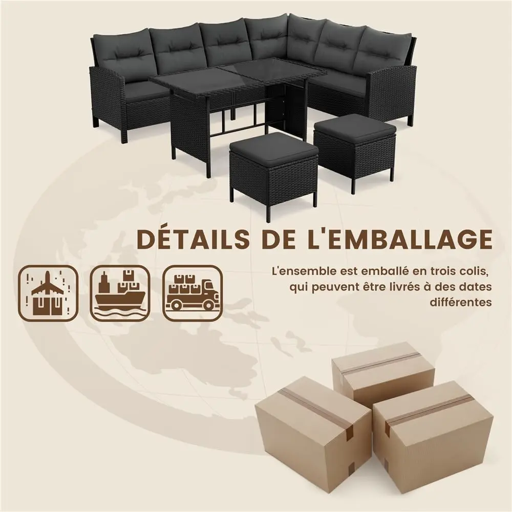 Salon de jardin en rotin vue 9