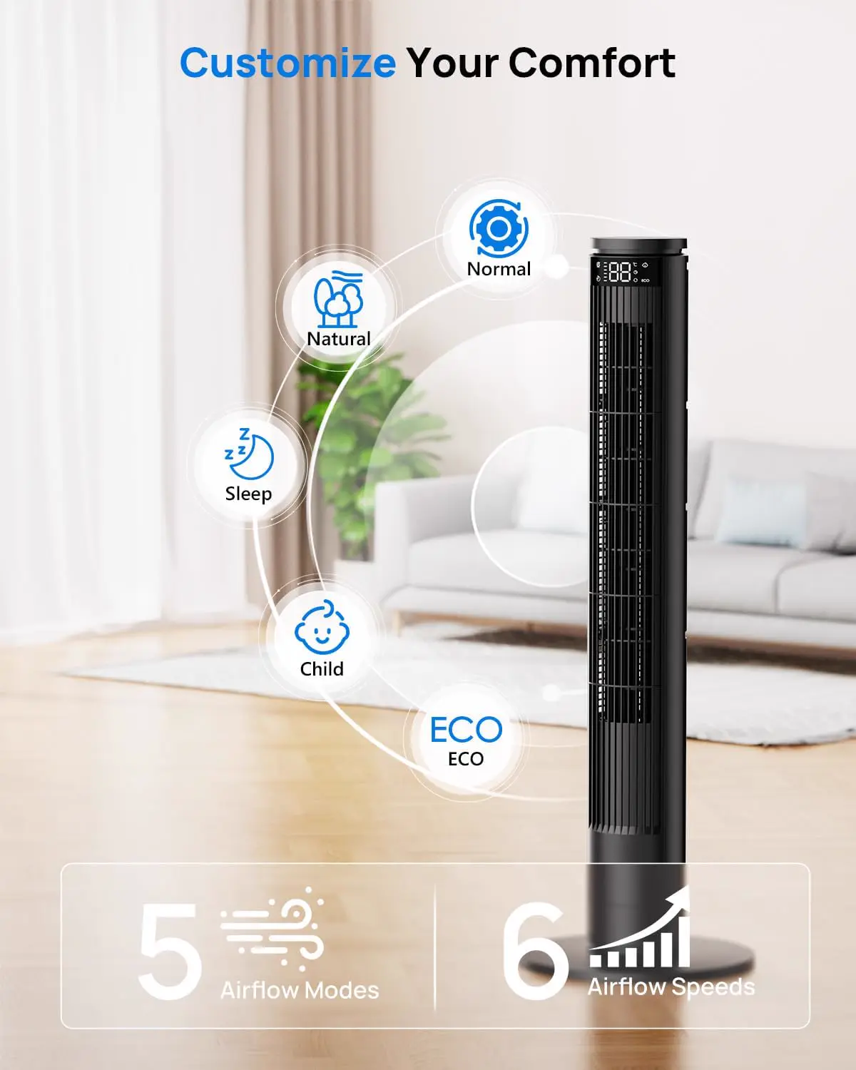 Ventilateur noir 30 × 30 cm vue 2
