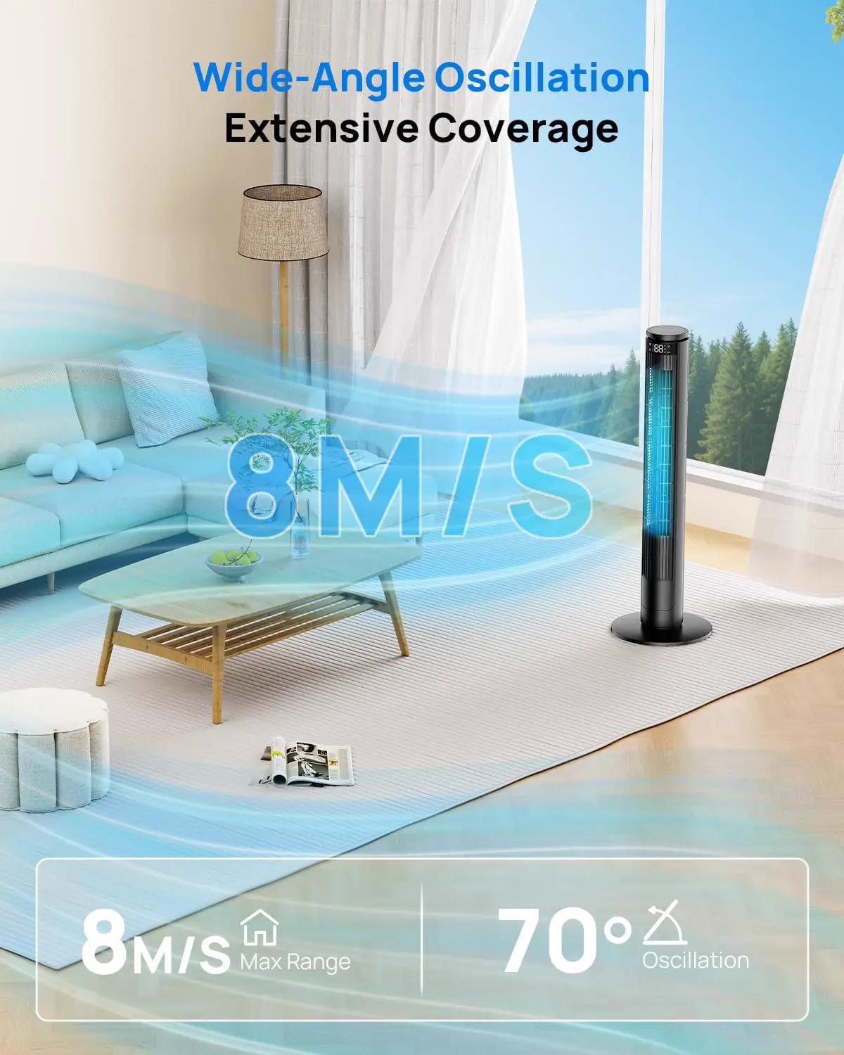 Ventilateur noir 30 × 30 cm vue 3
