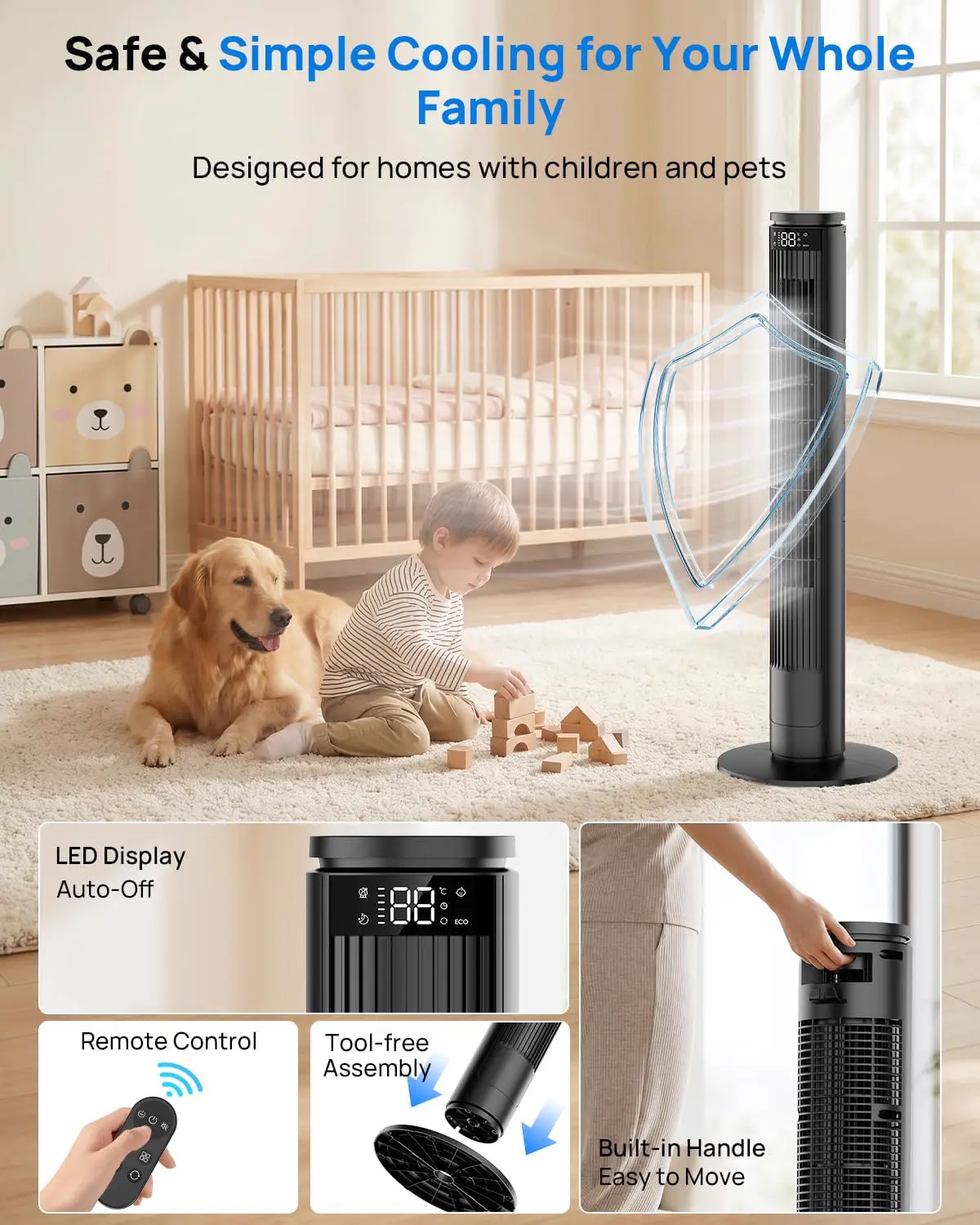 Ventilateur noir 30 × 30 cm vue 7