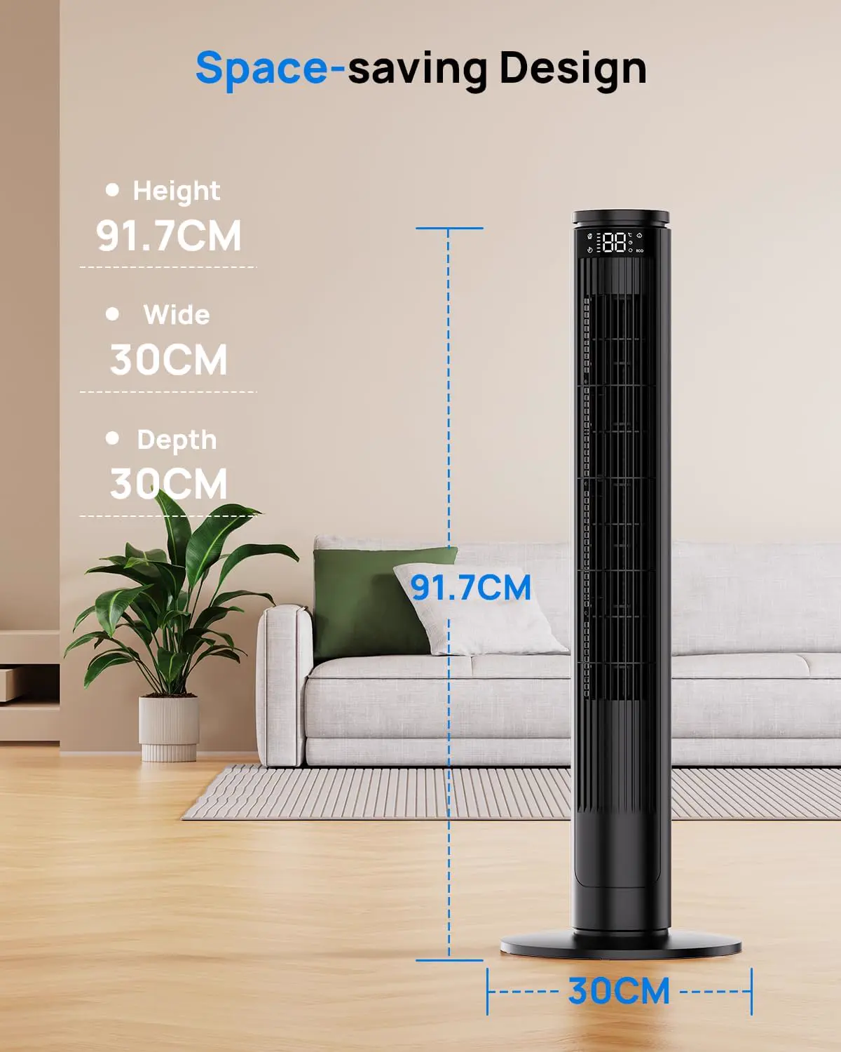 Ventilateur noir 30 × 30 cm vue 8