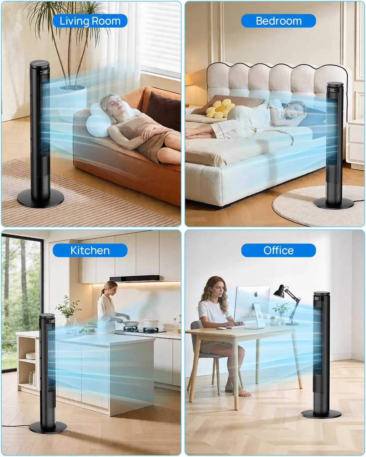 Ventilateur noir 30 × 30 cm vue 9