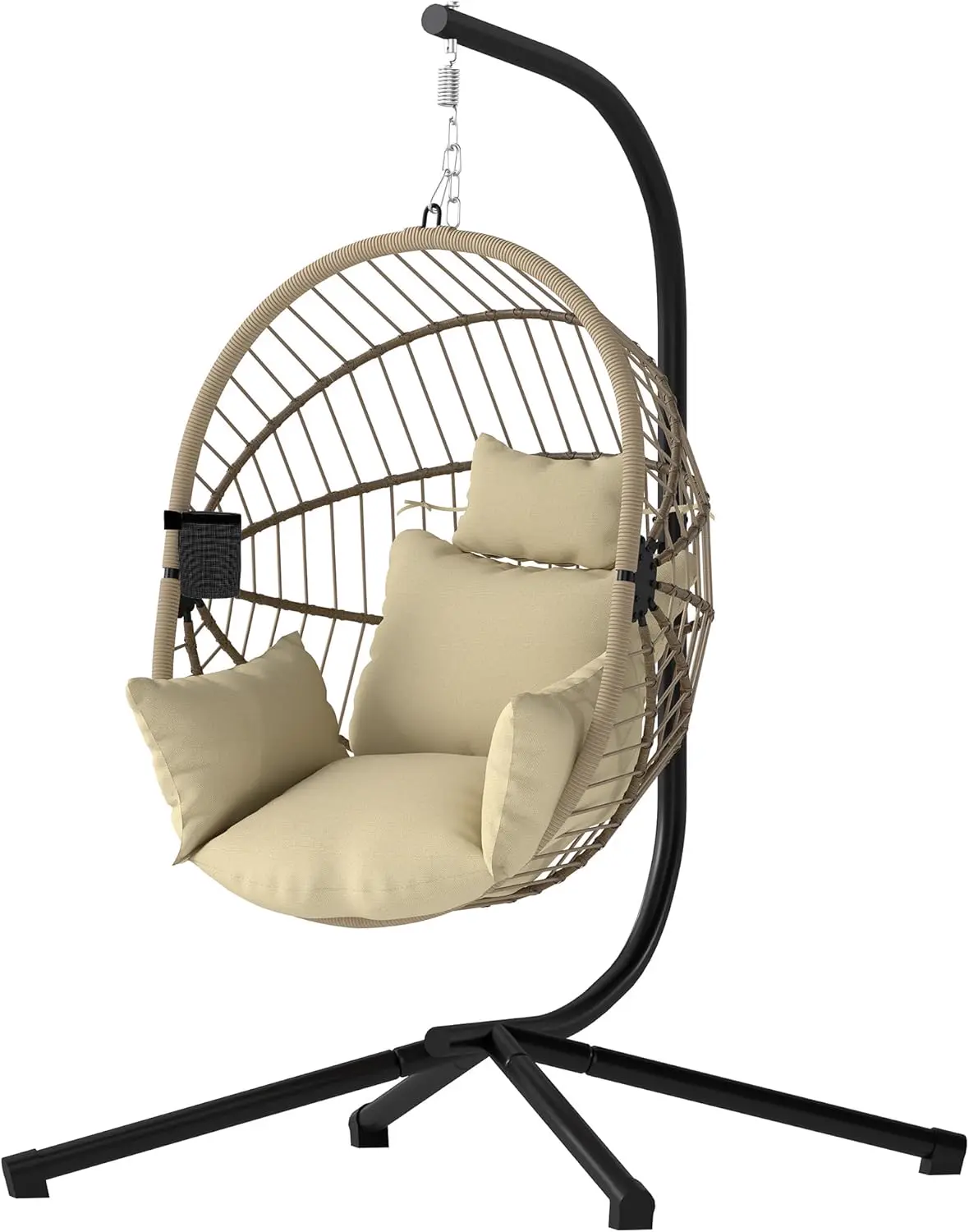 Fauteuils suspendus en acier kaki vue 1