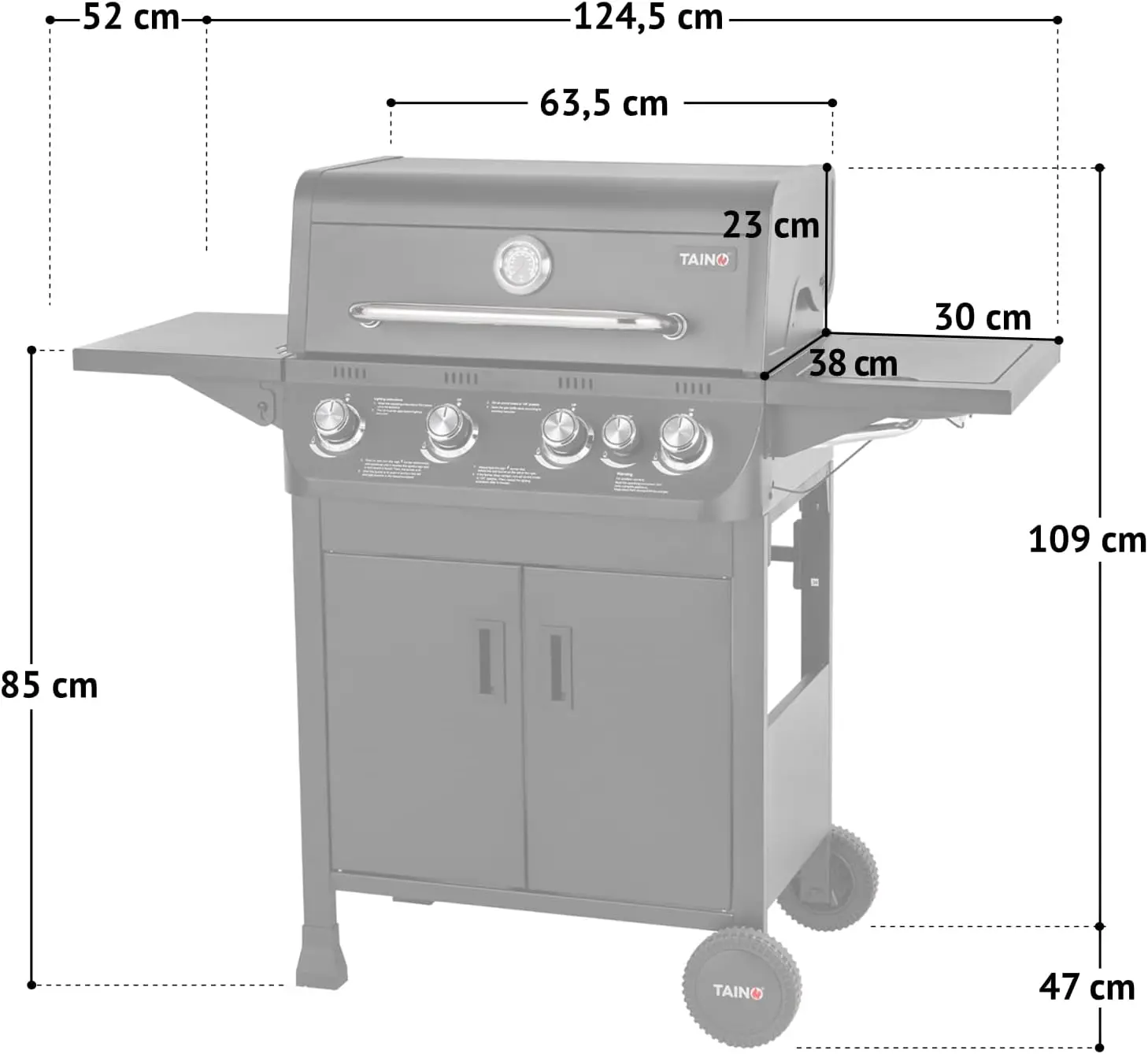 Barbecue à gaz en acier 52 x 109 cm vue 3