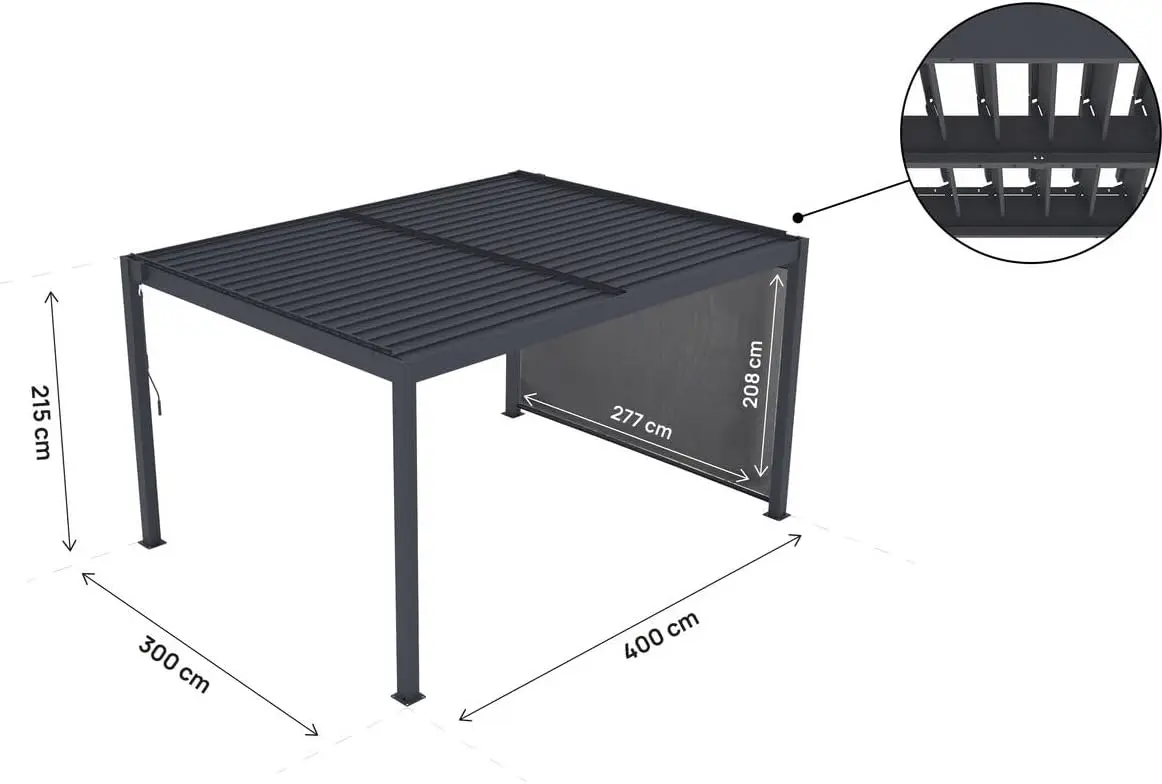 Pergola en aluminium gris 3 x 4 m vue 4