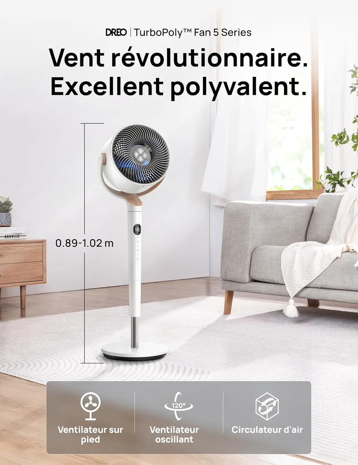 Ventilateur blanc vue 2