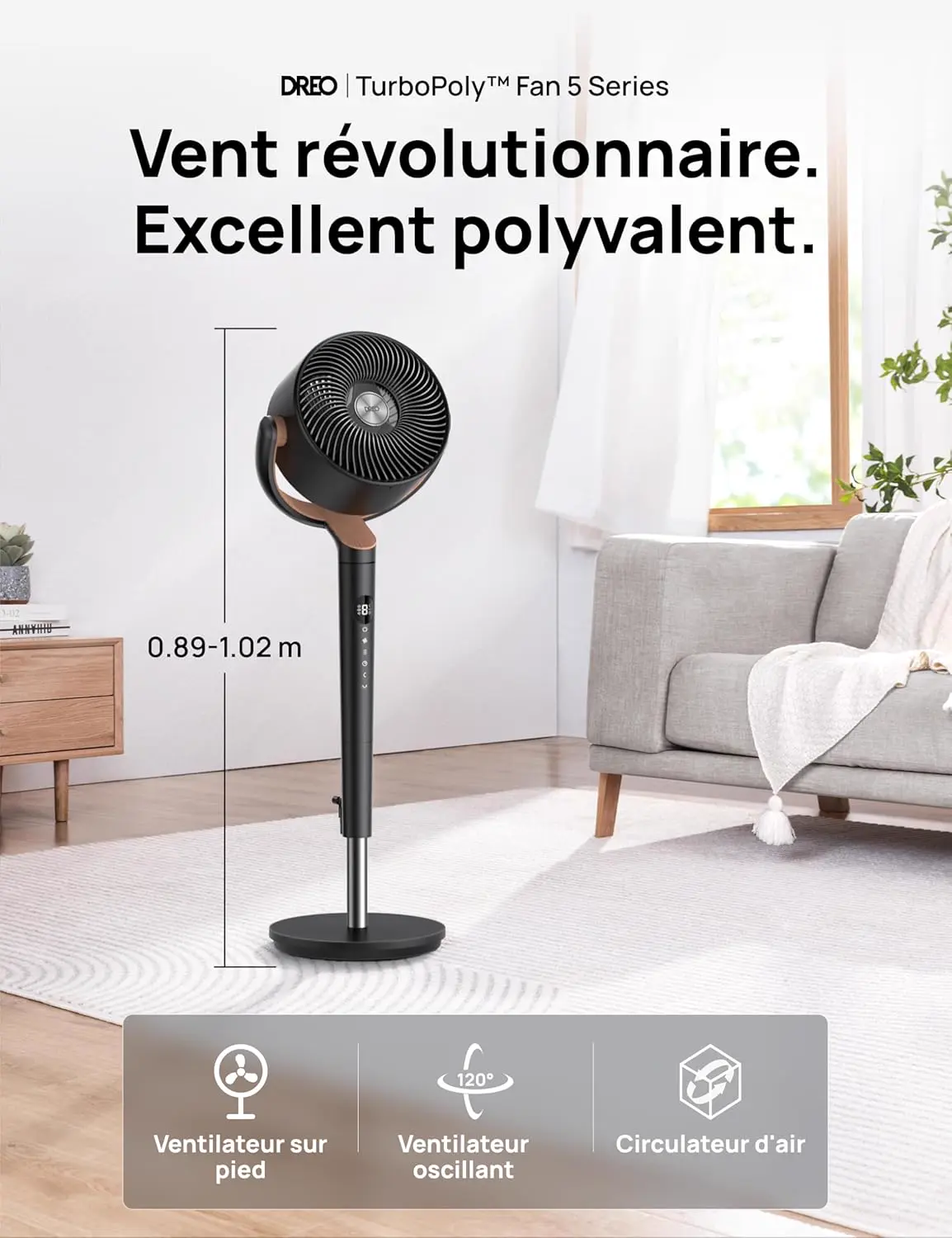 Ventilateur DREO ventilateur sur pied silencieux 20 dB avec os… vue 2