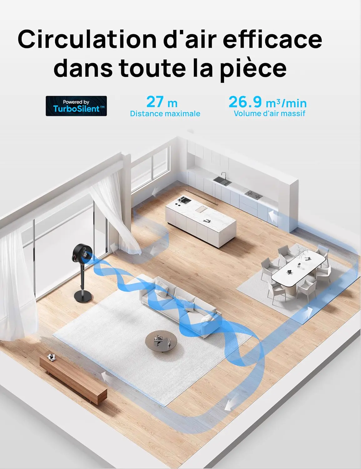 Ventilateur DREO ventilateur sur pied silencieux 20 dB avec os… vue 3