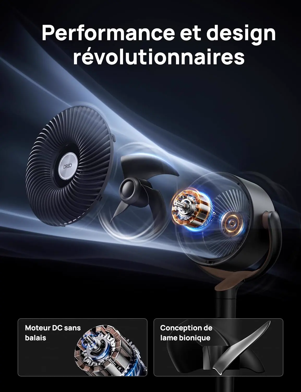 Ventilateur DREO ventilateur sur pied silencieux 20 dB avec os… vue 5