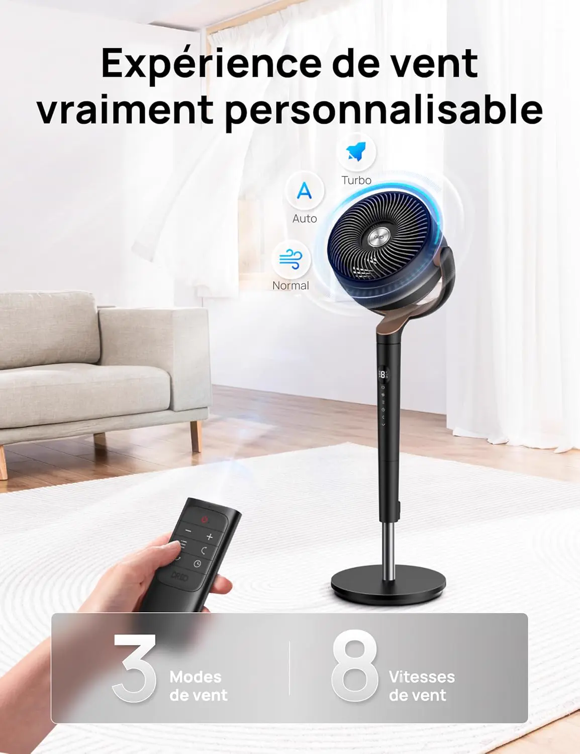 Ventilateur DREO ventilateur sur pied silencieux 20 dB avec os… vue 6