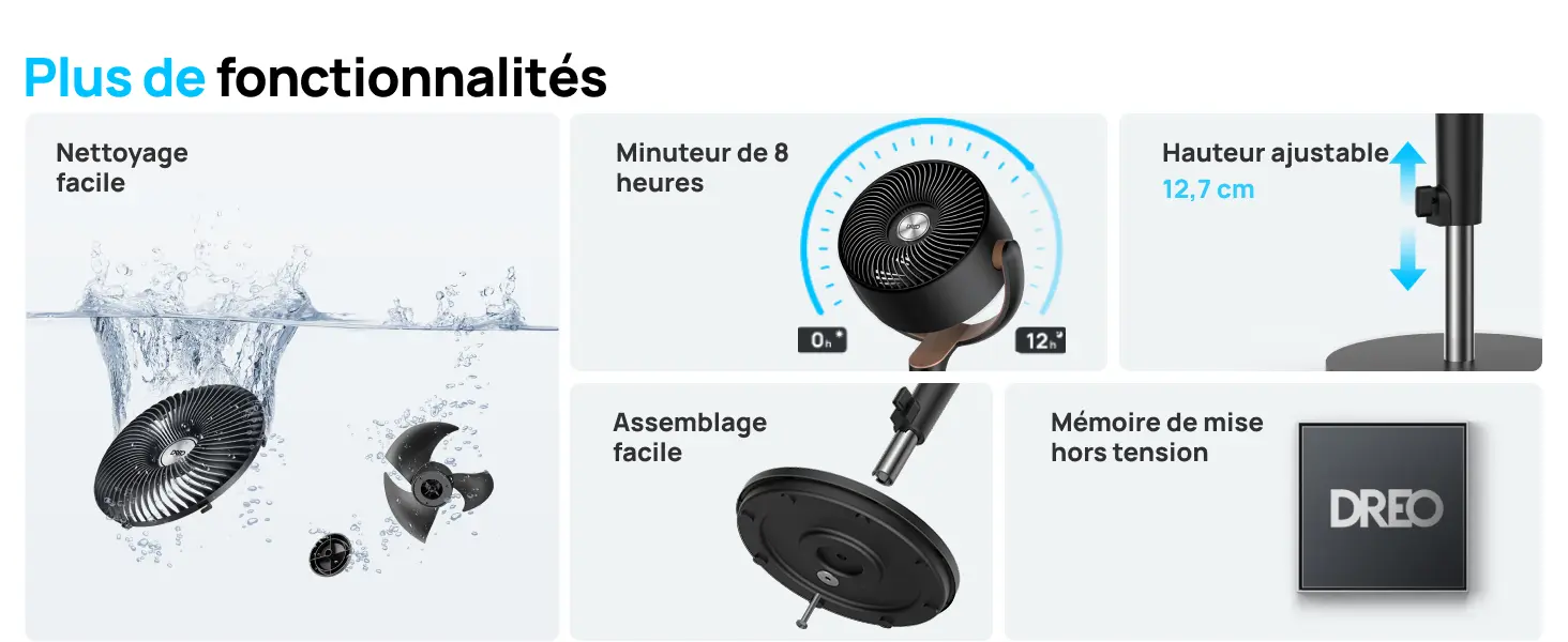 Ventilateur DREO 23dB ventilateur sur pied silencieux — contenu détaillé 12