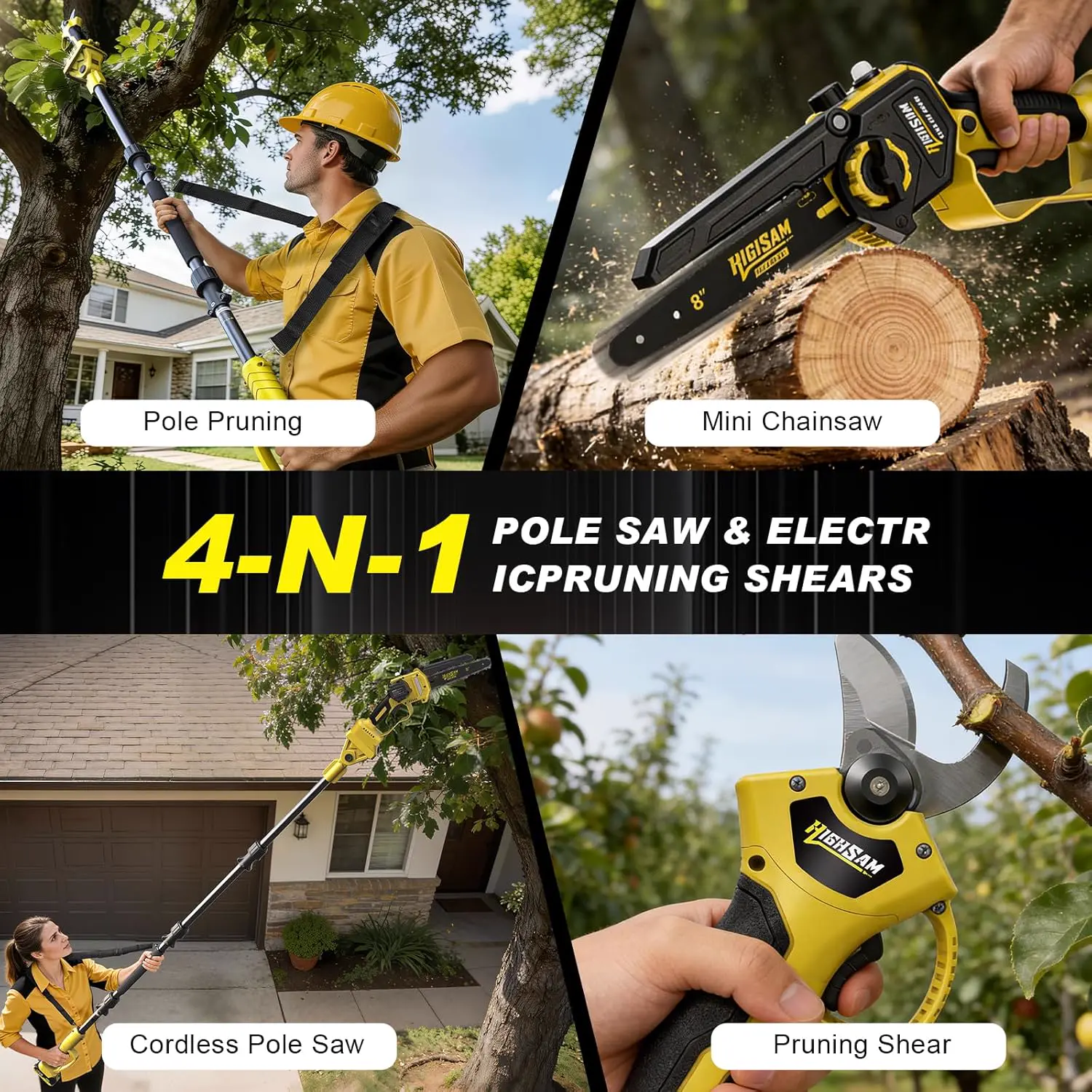 Tronçonneuse à batterie en bois jaune 2 × 4,0 vue 2