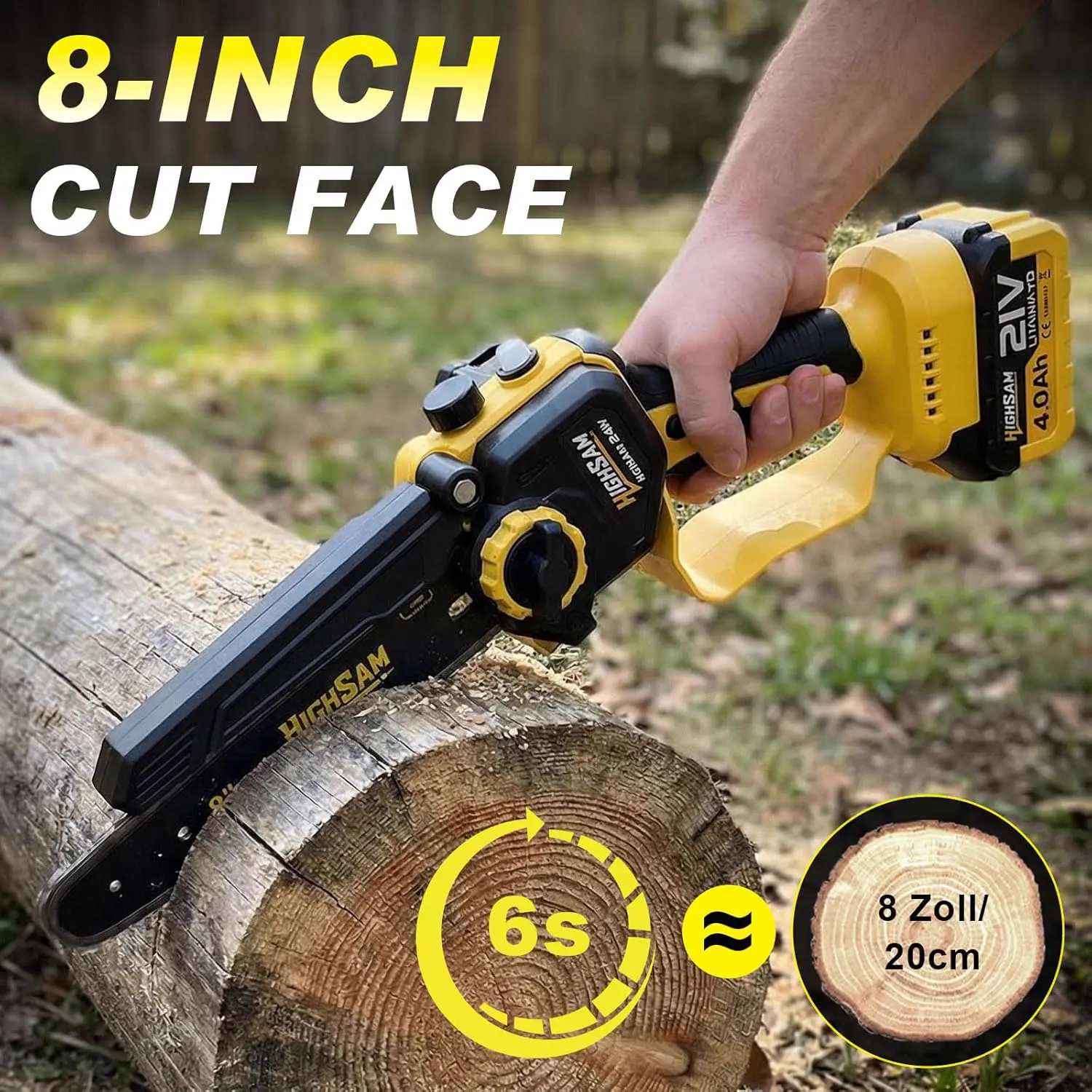 Tronçonneuse à batterie en bois jaune 2 × 4,0 vue 6
