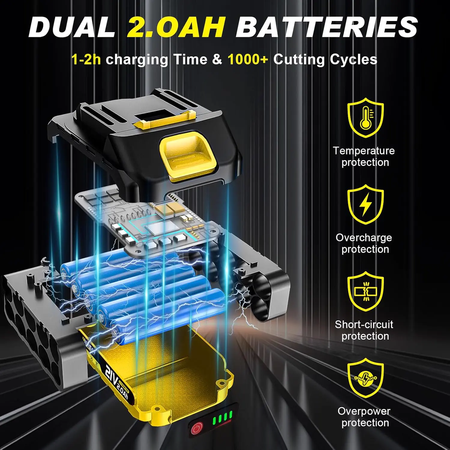 Tronçonneuse à batterie en bois jaune 2 × 4,0 vue 7