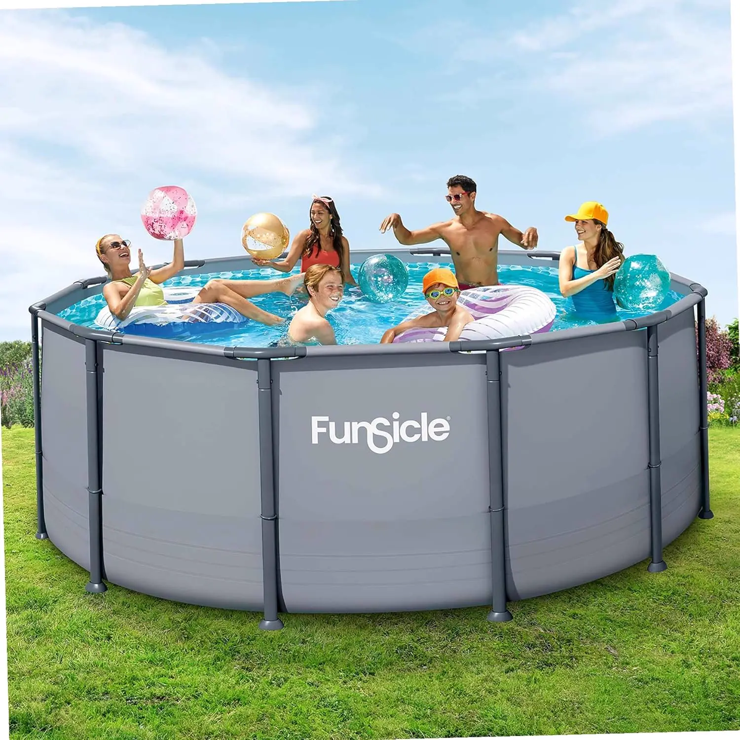 Piscine hors sol gris 4,57 x 1,22 m vue 2