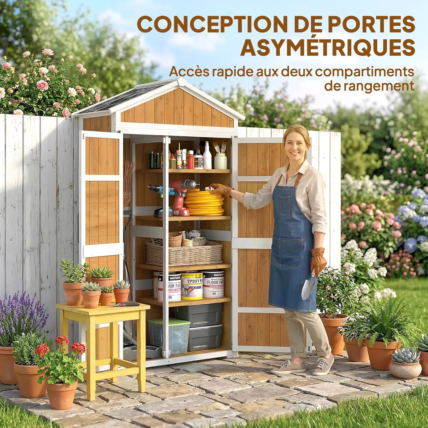 Abri de jardin en bois en bois blanc 0,43 m² vue 4