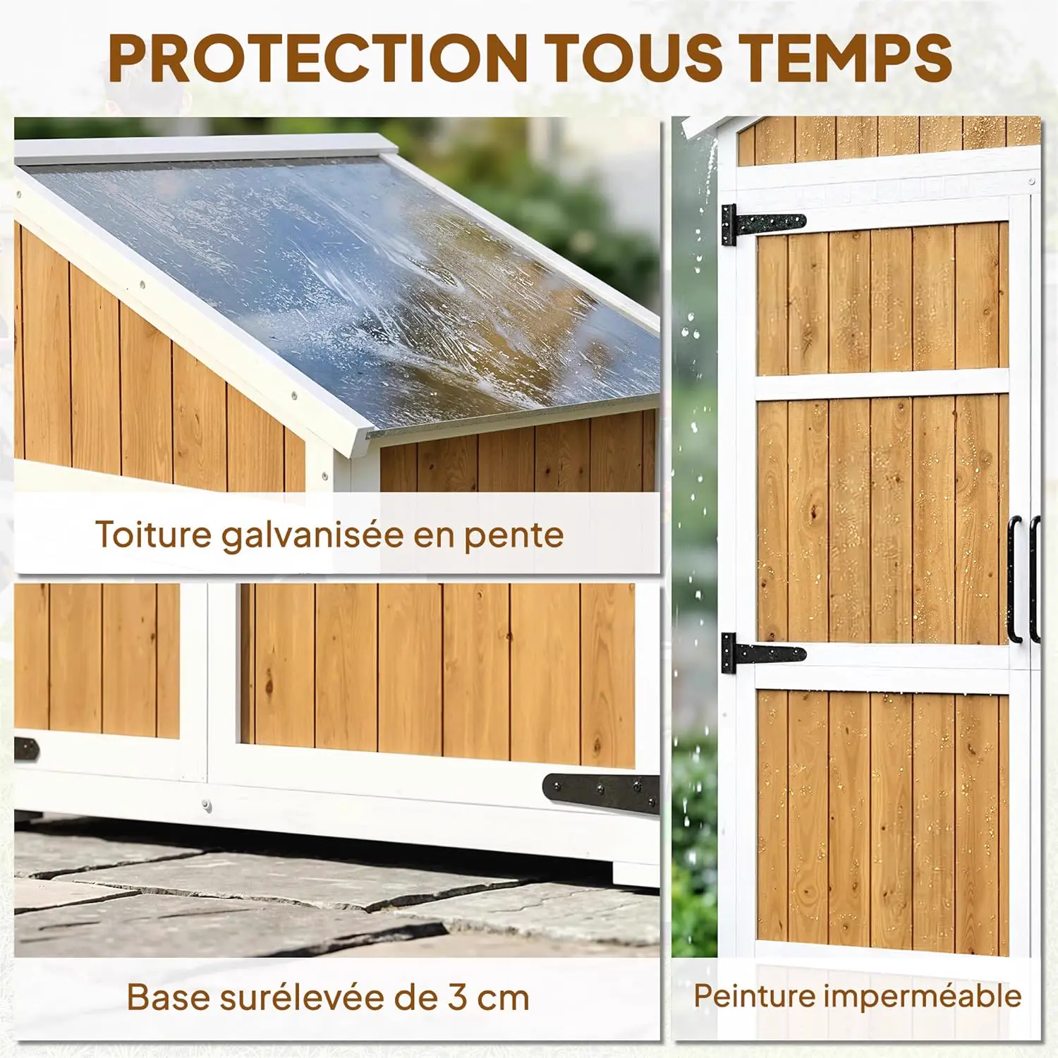 Abri de jardin en bois en bois blanc 0,43 m² vue 5