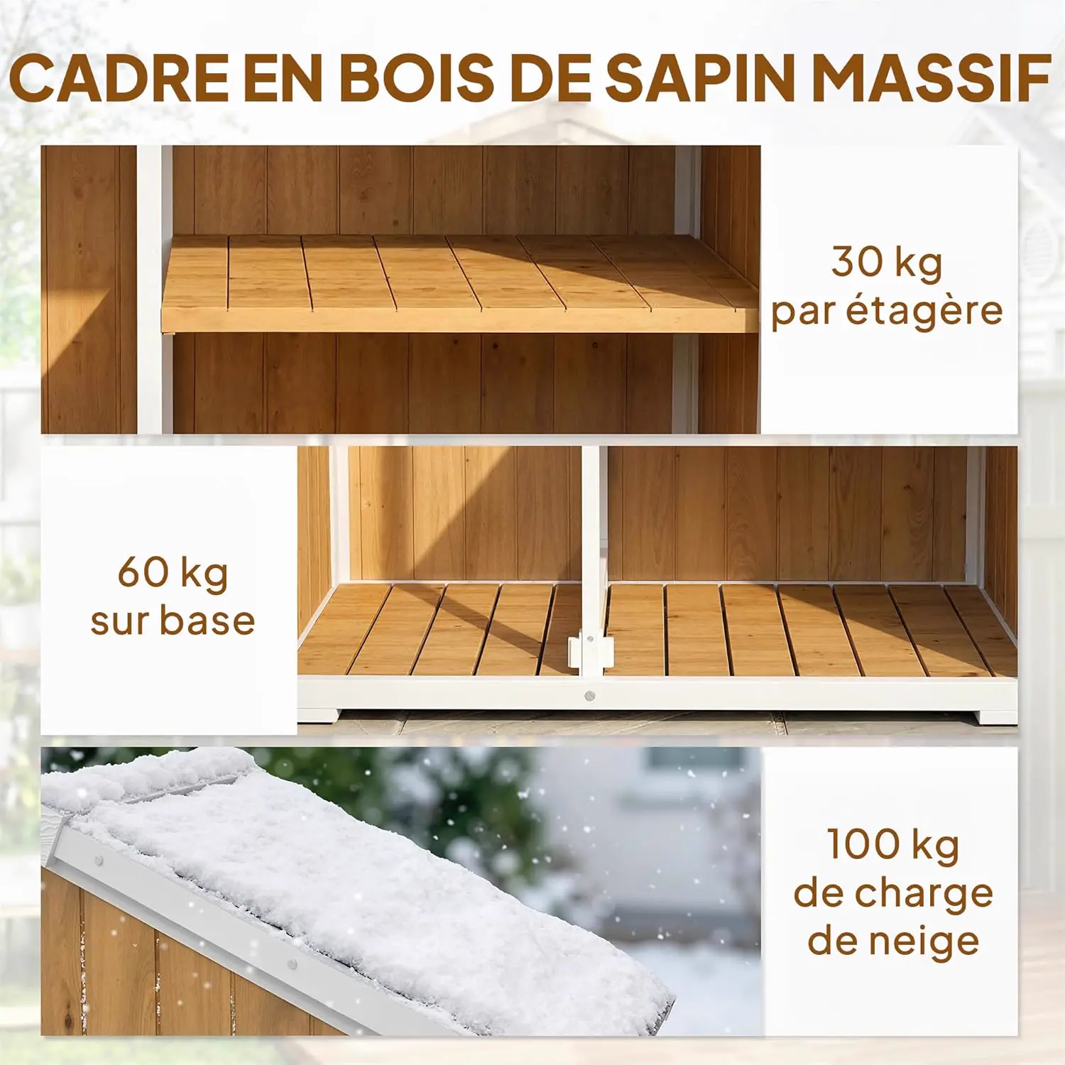 Abri de jardin en bois en bois blanc 0,43 m² vue 8