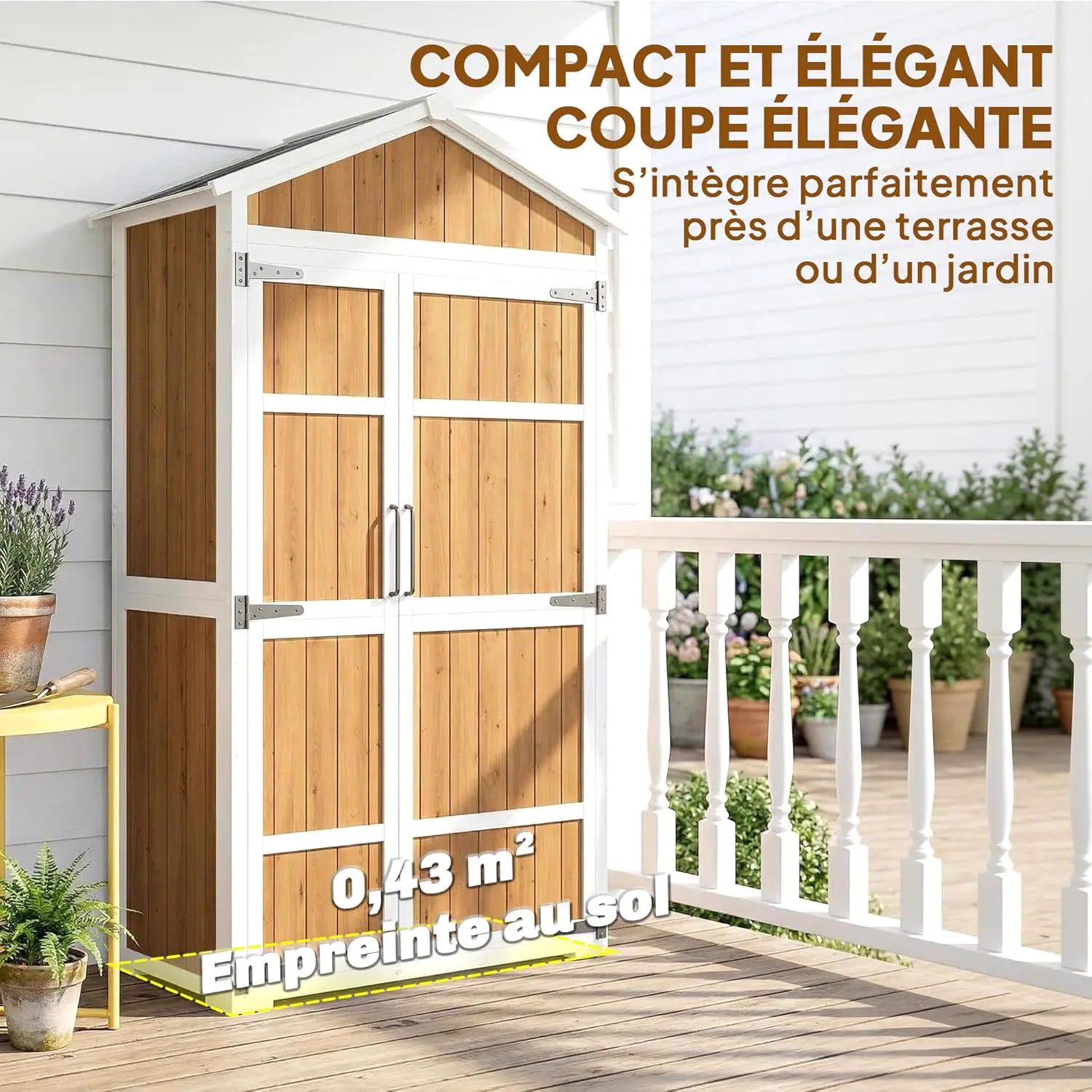 Abri de jardin en bois en bois blanc 0,43 m² vue 9