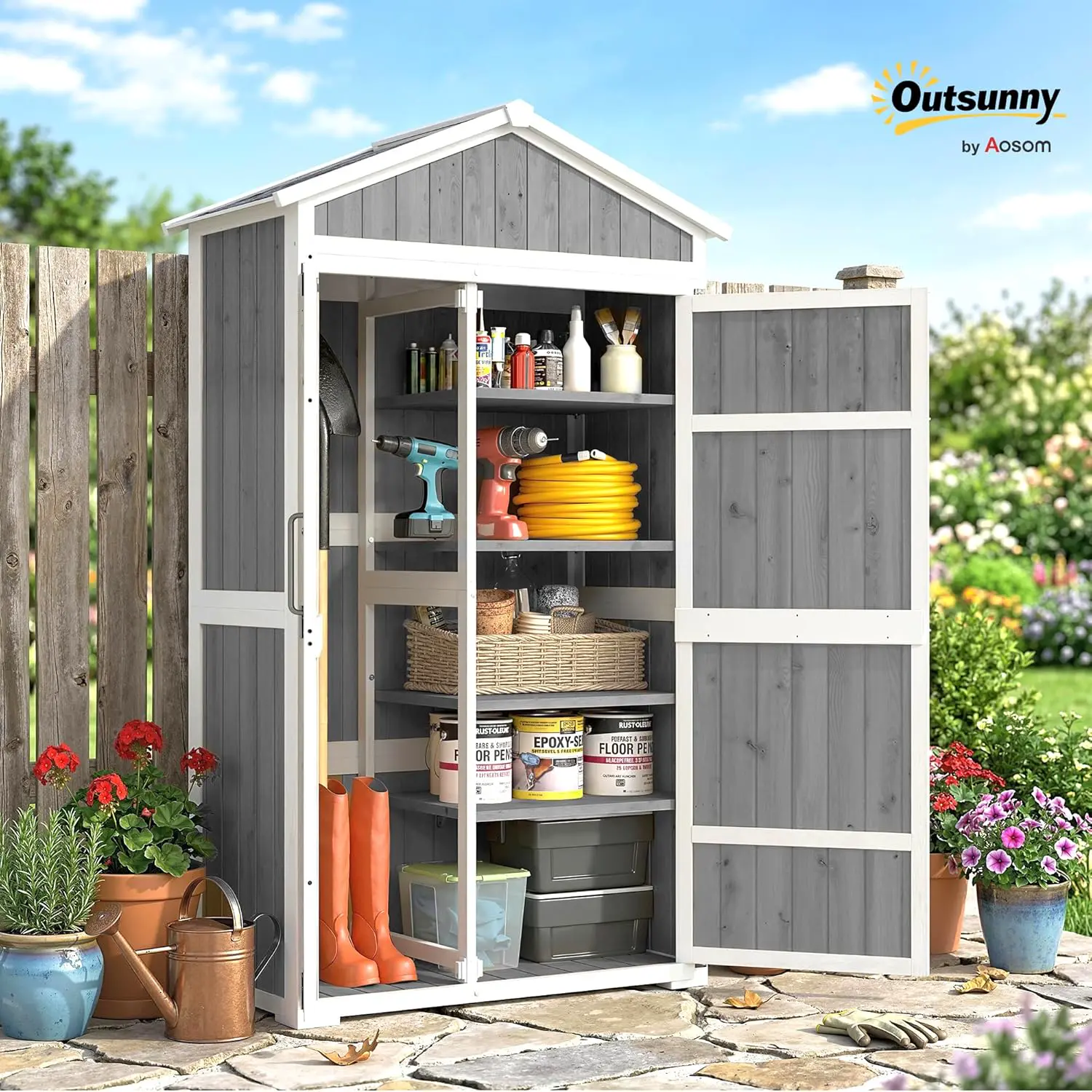 Abri de jardin en bois en métal gris 0,43 m² vue 2