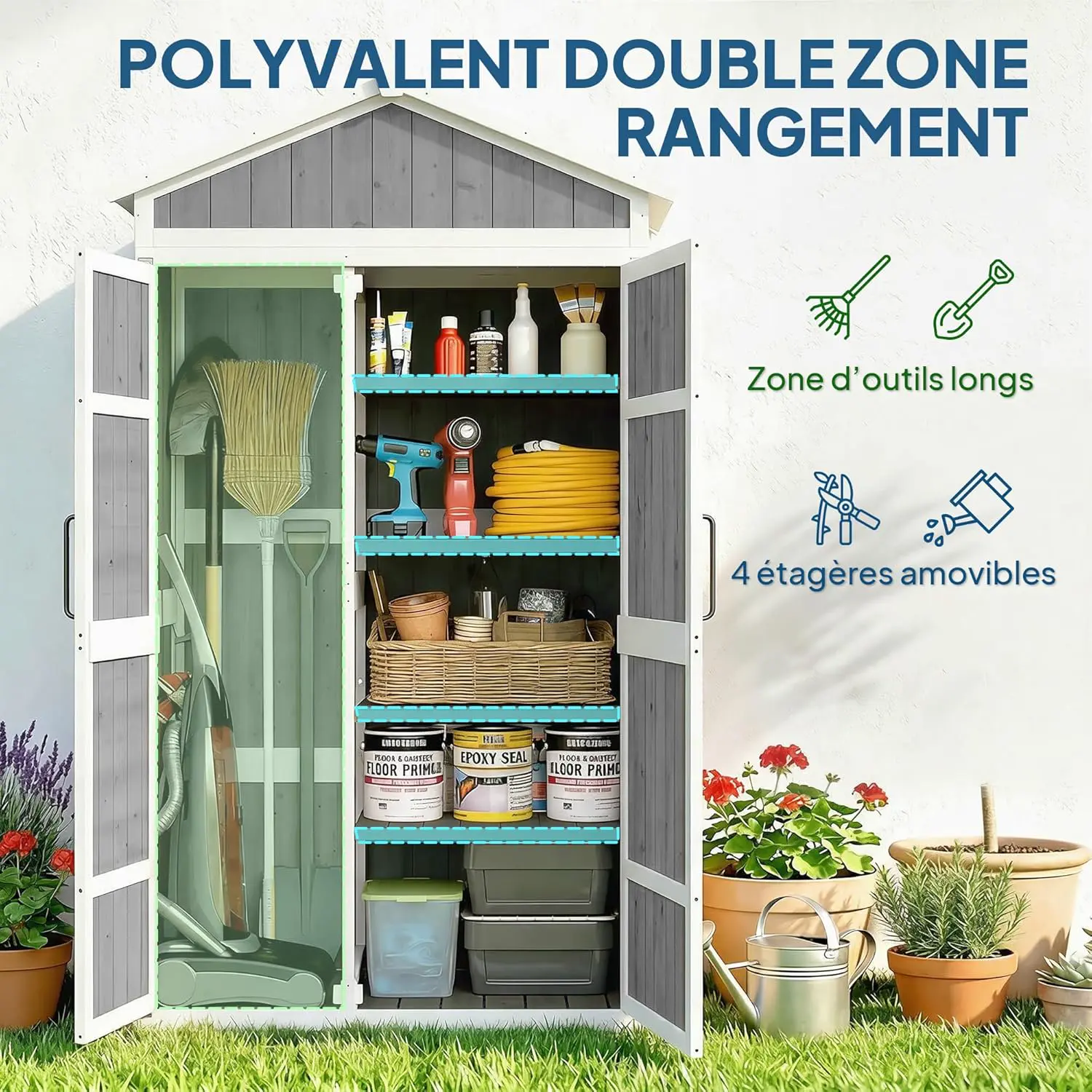 Abri de jardin en bois en métal gris 0,43 m² vue 3