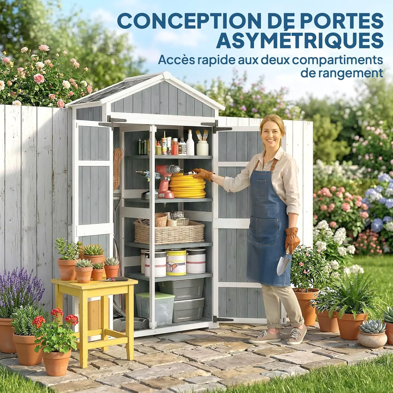 Abri de jardin en bois en métal gris 0,43 m² vue 4