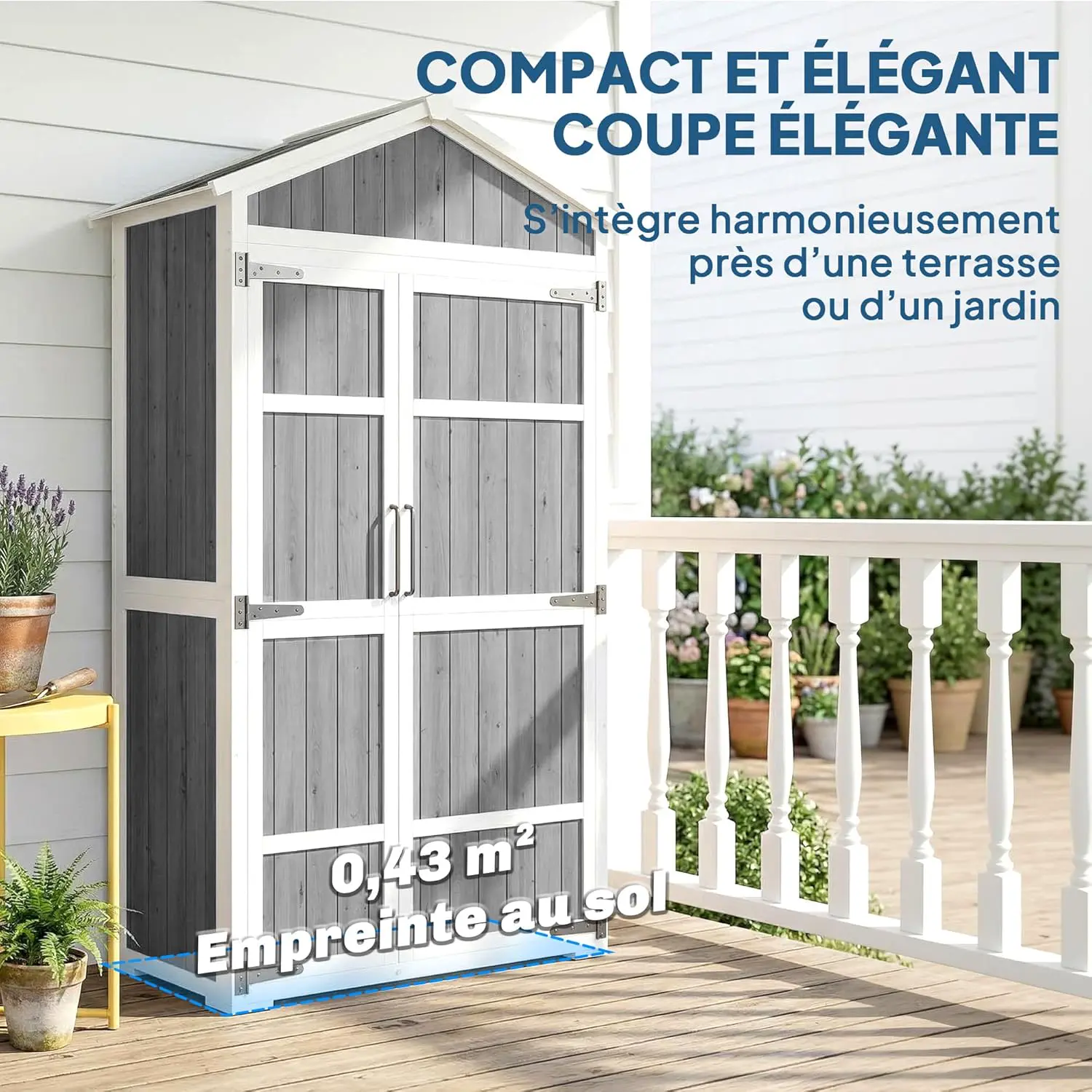 Abri de jardin en bois en métal gris 0,43 m² vue 9
