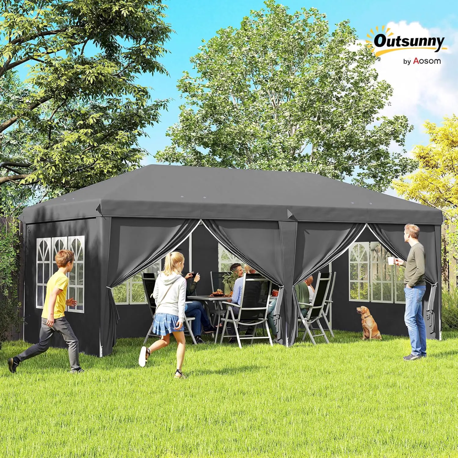Tonnelle en métal gris 3x6m vue 2