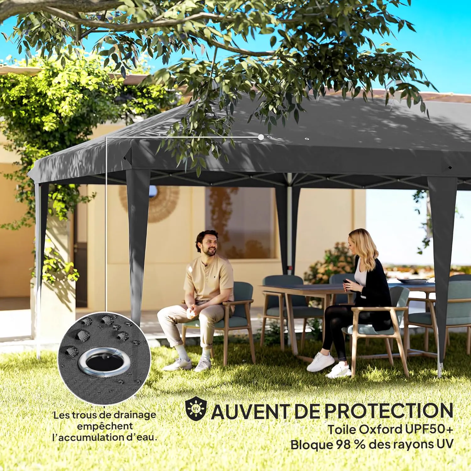 Tonnelle en métal gris 3x6m vue 5