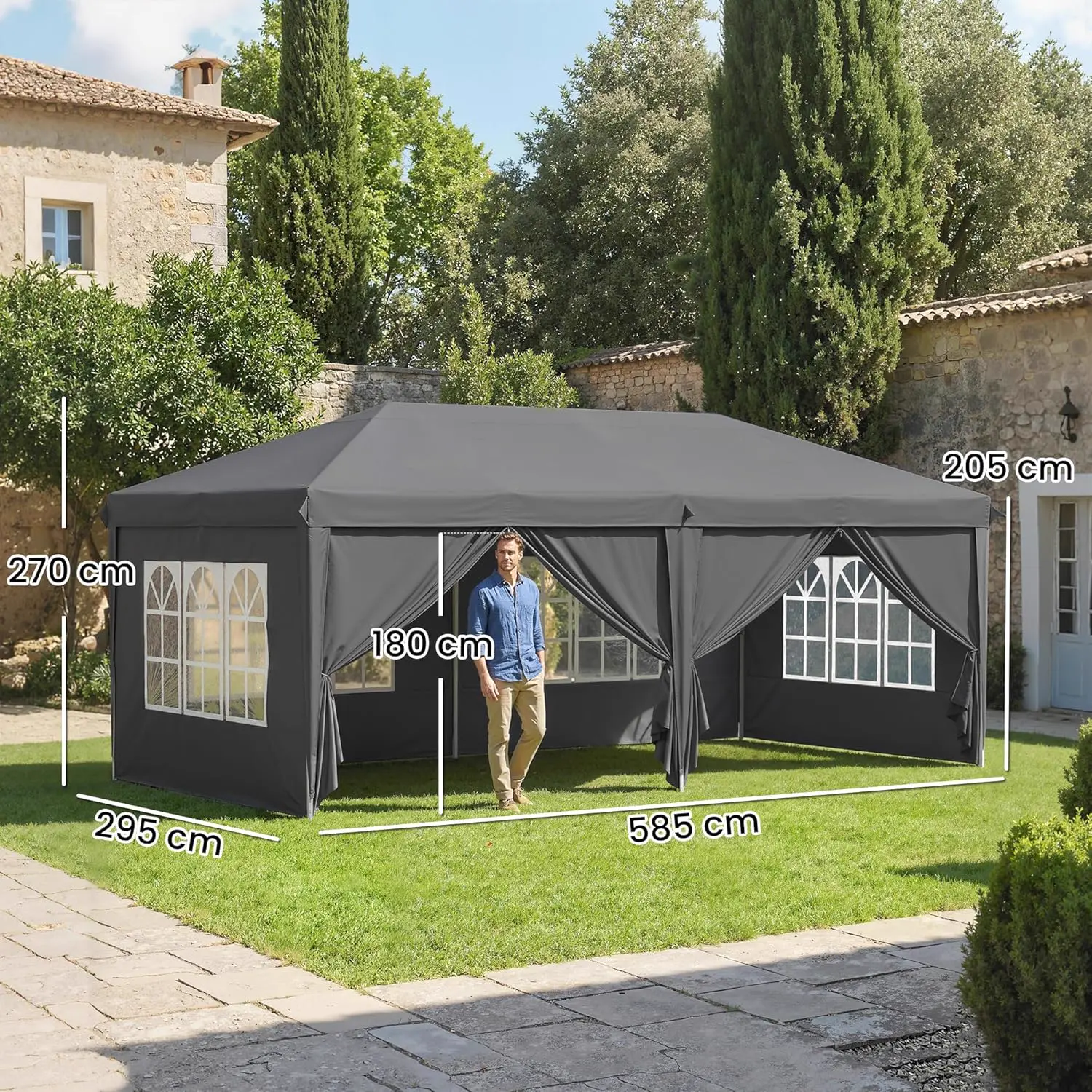 Tonnelle en métal gris 3x6m vue 7