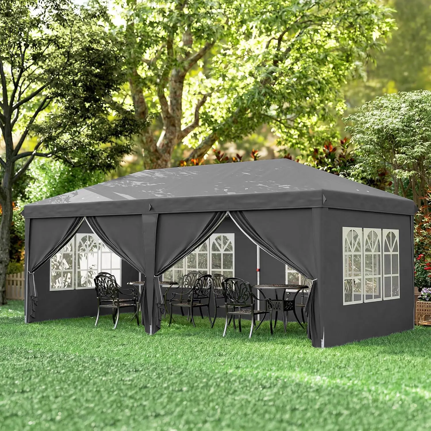 Tonnelle en métal gris 3x6m vue 9