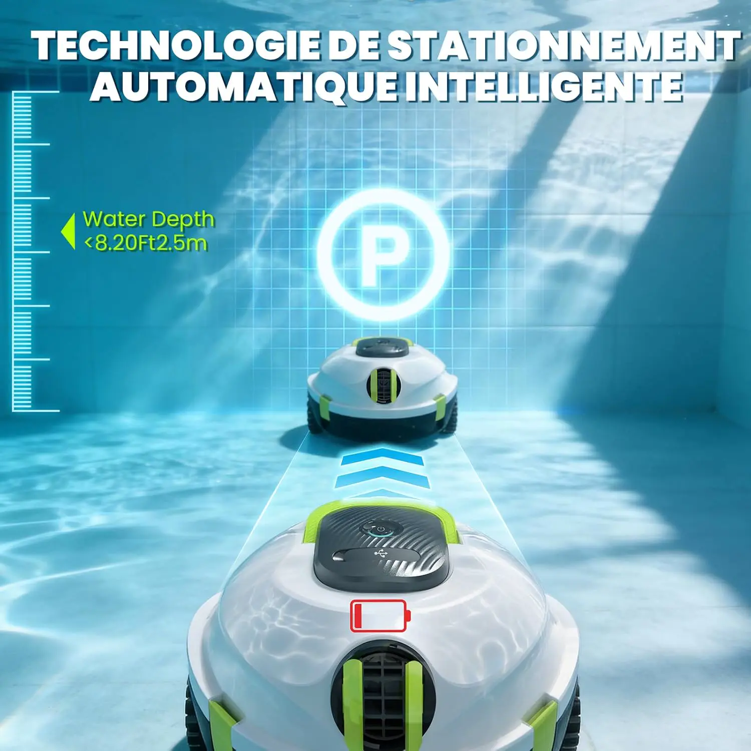 Robot piscine blanc 110 m² vue 4