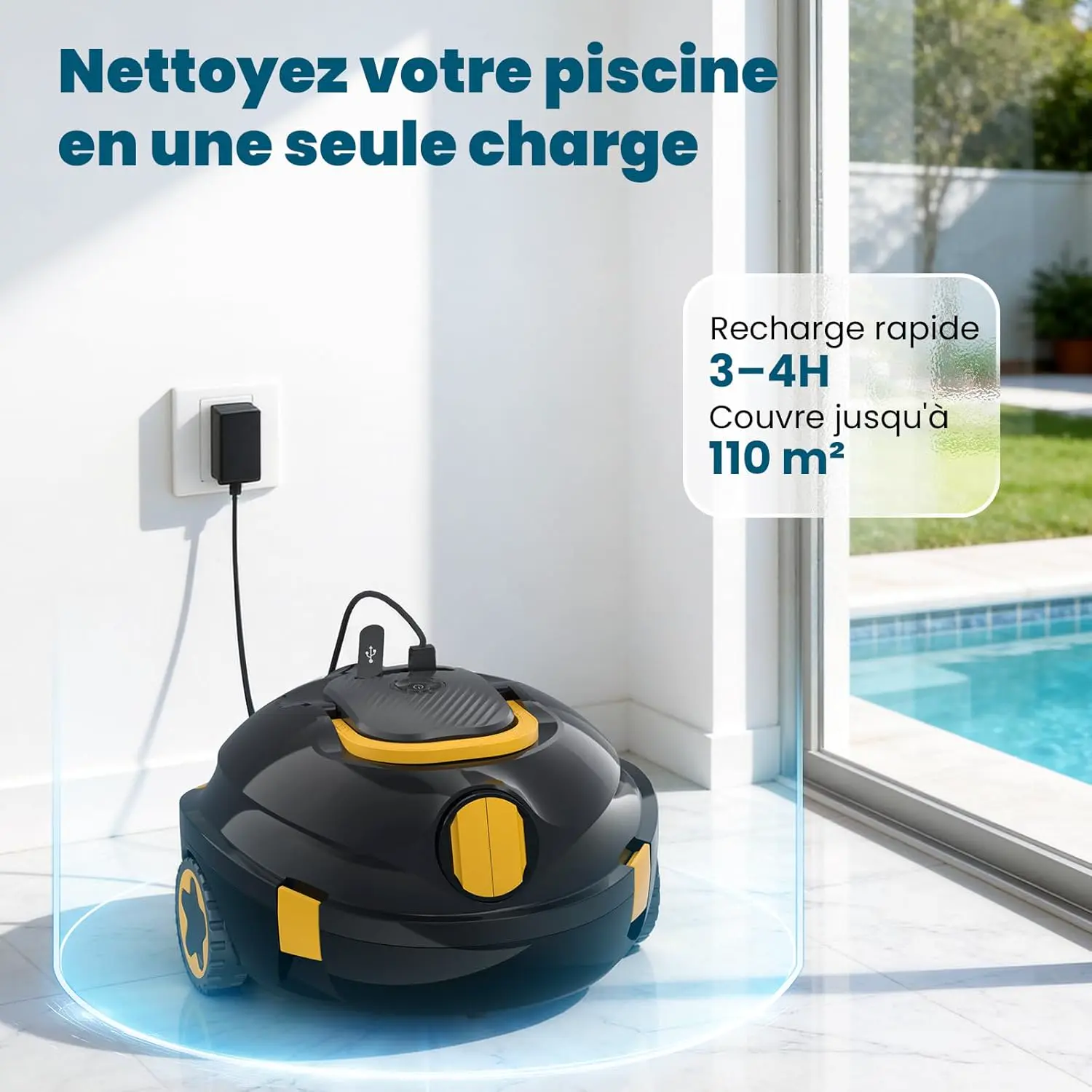 Robot piscine blanc 110 m² vue 5