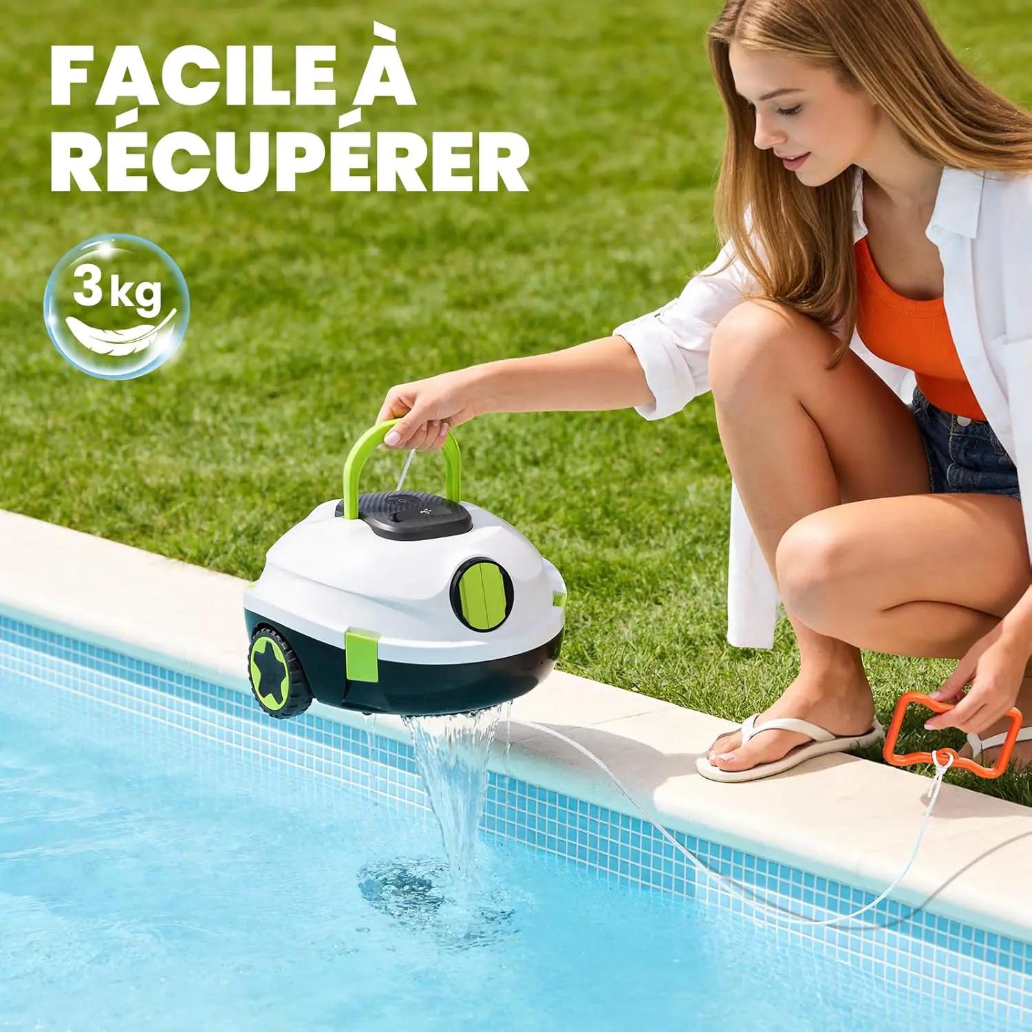 Robot piscine blanc 110 m² vue 7