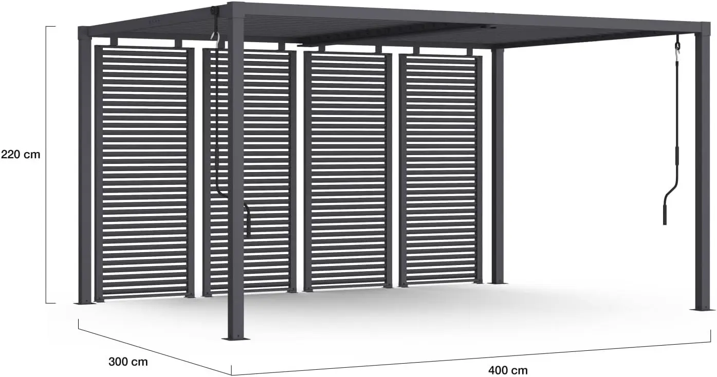 Pergola en acier gris 8 x 8 cm vue 5