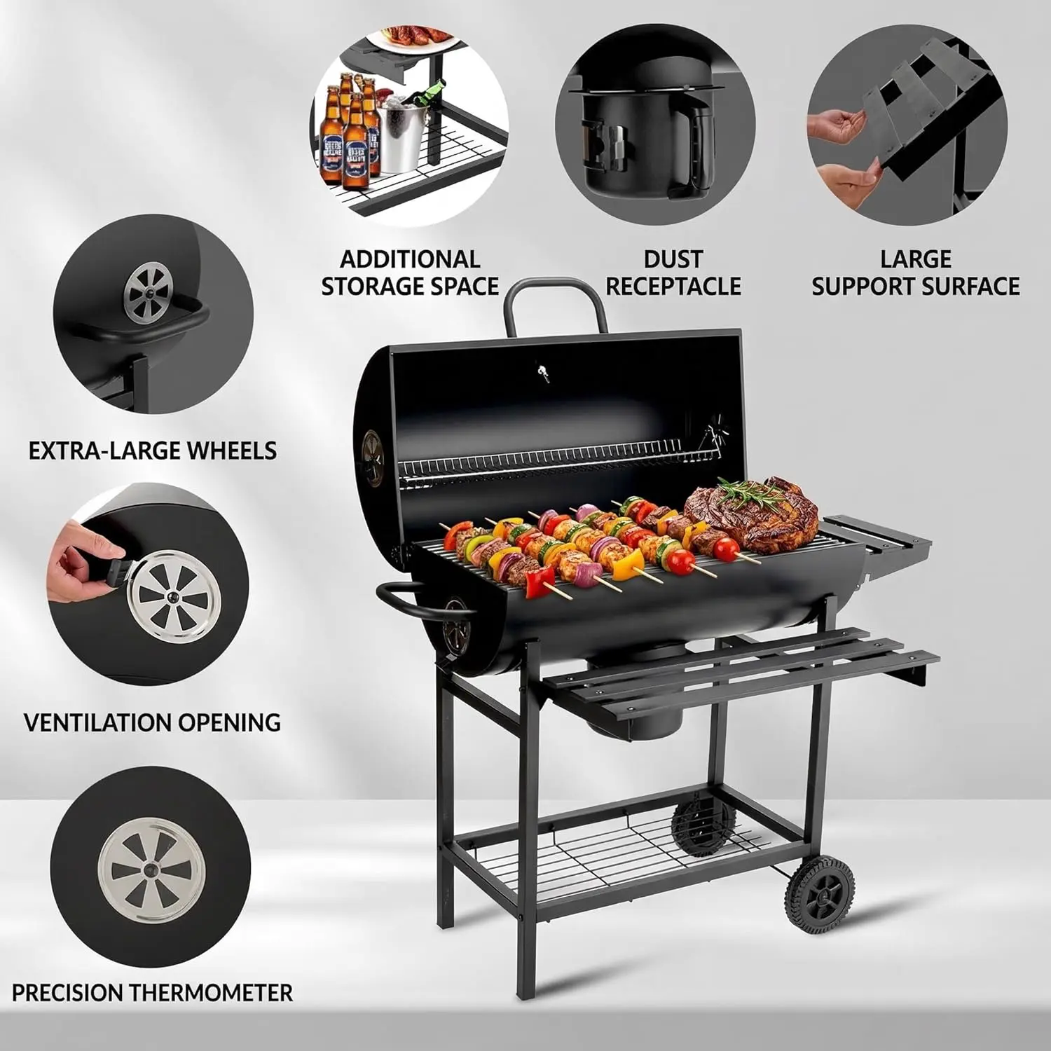Barbecue à charbon en acier 70 × 35 cm vue 2