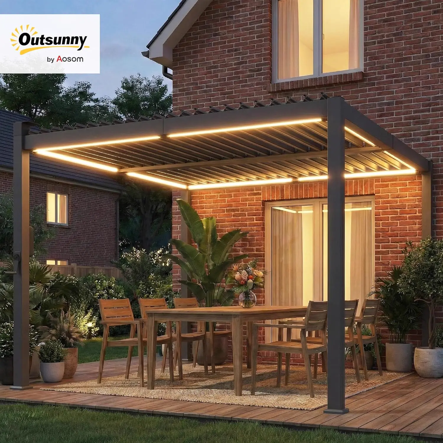 Pergola en métal noir 3x3m vue 2