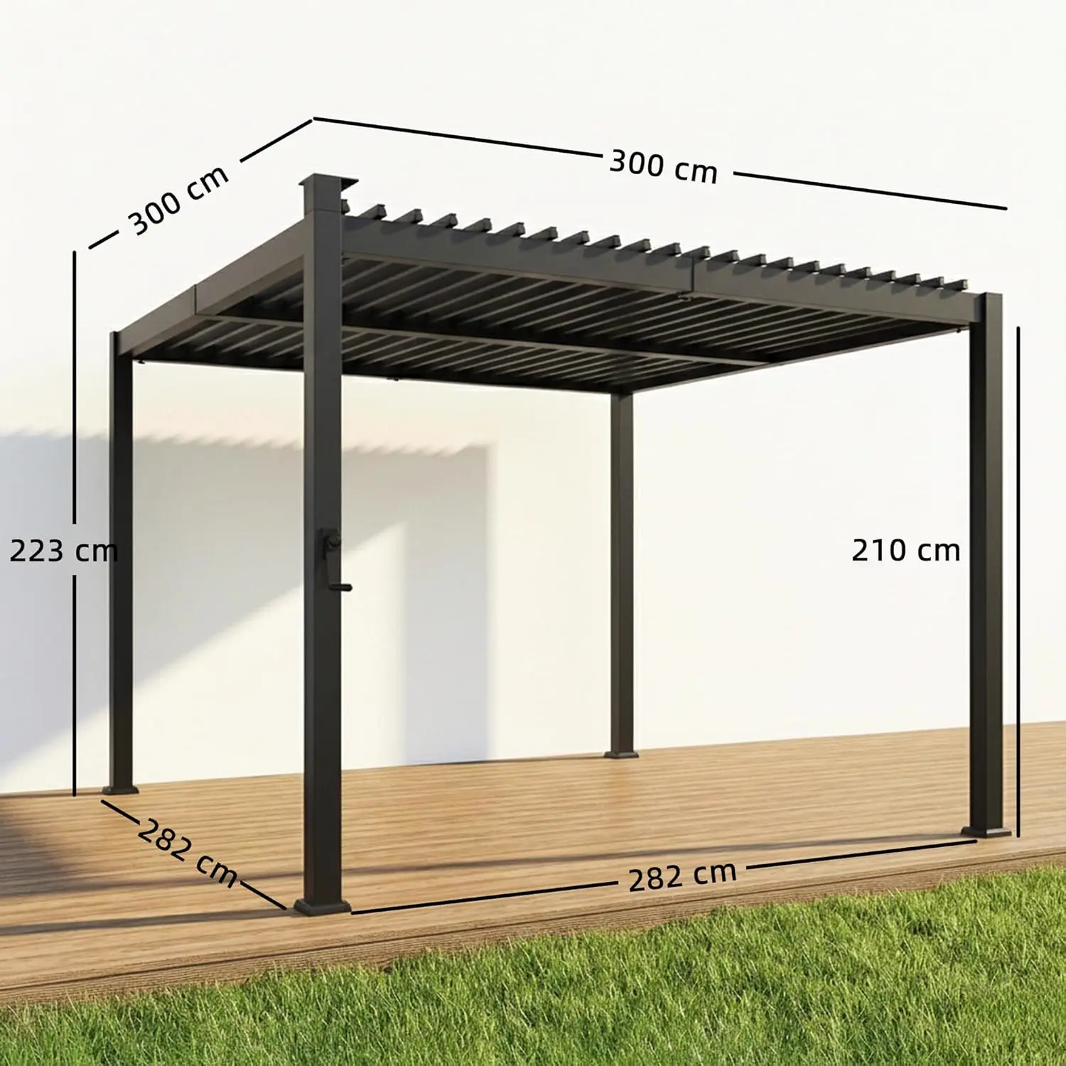 Pergola en métal noir 3x3m vue 7