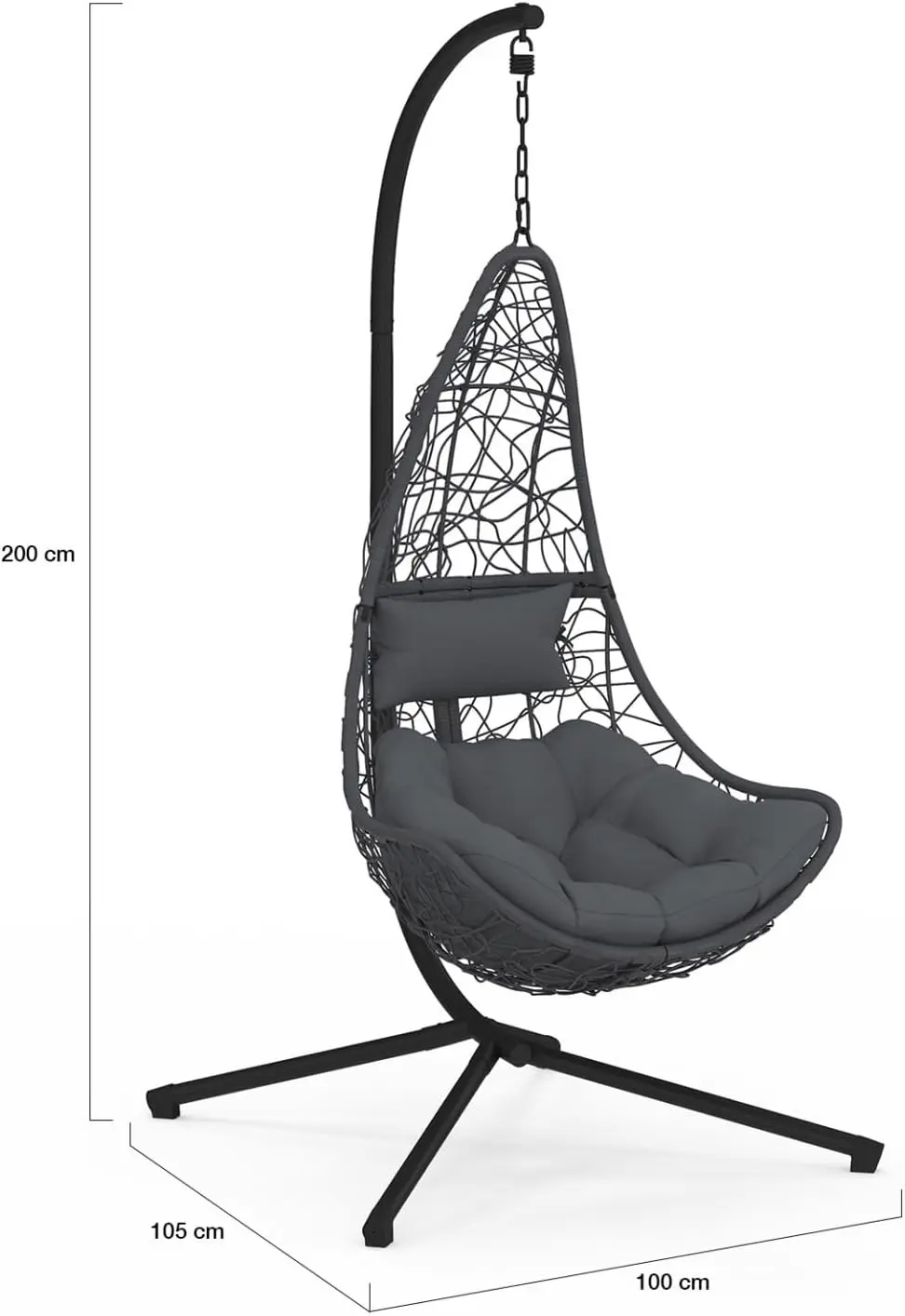 Fauteuils suspendus en acier gris vue 4
